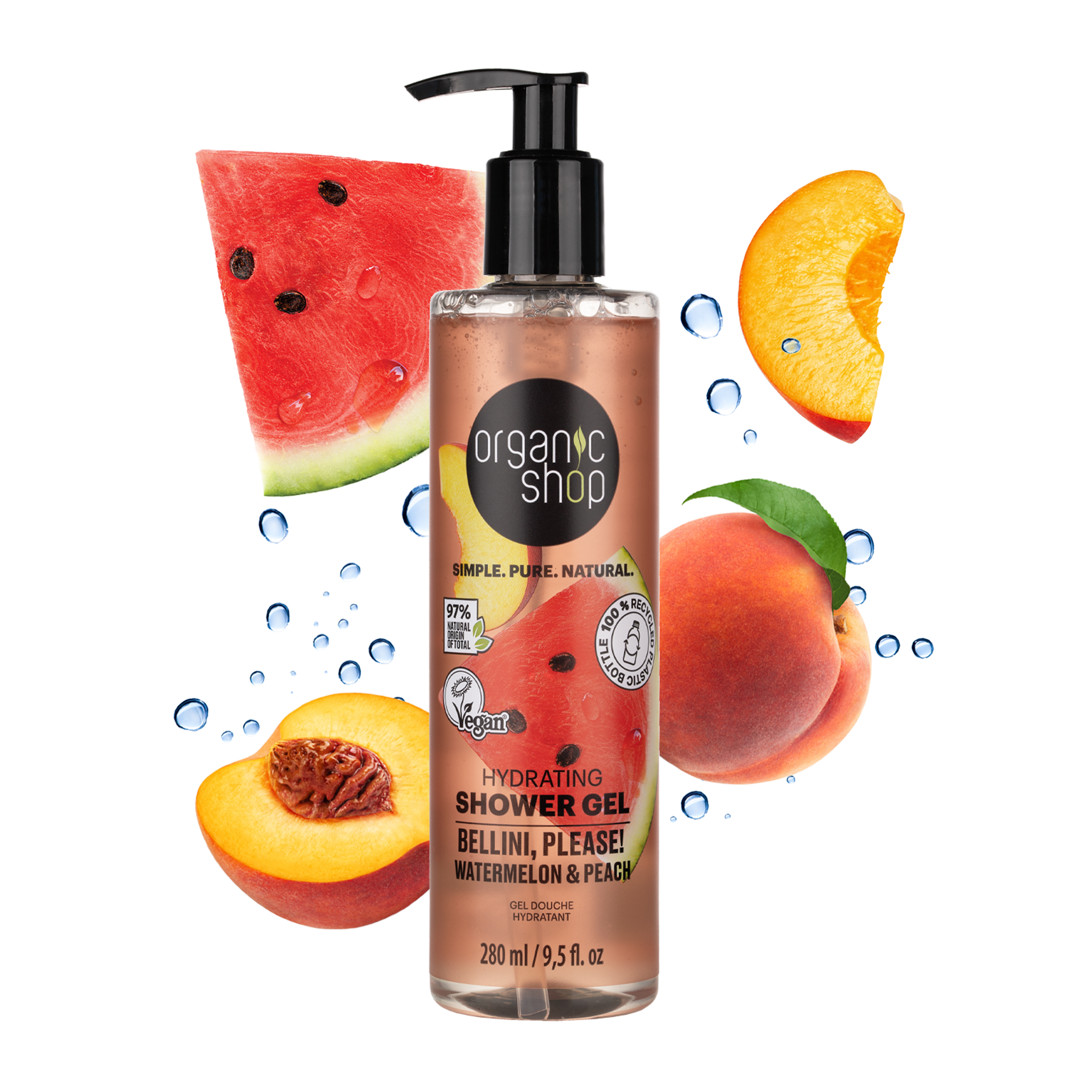 Organic Shop Hydratační sprchový gel Bellini, please! Vodní meloun a broskev 280 ml