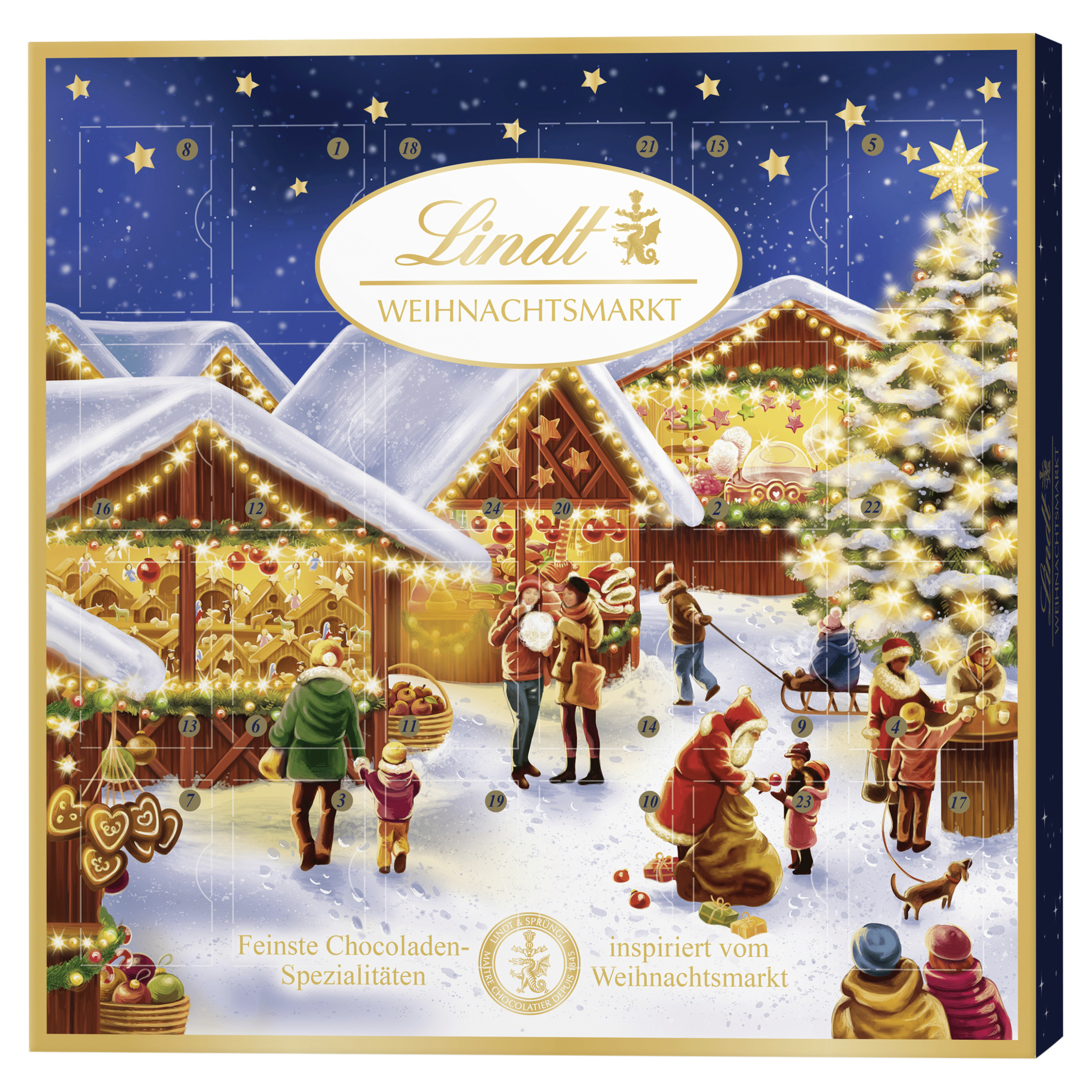 Lindt Adventní kalendář Mléčná čokoláda s různými náplněmi 115 g