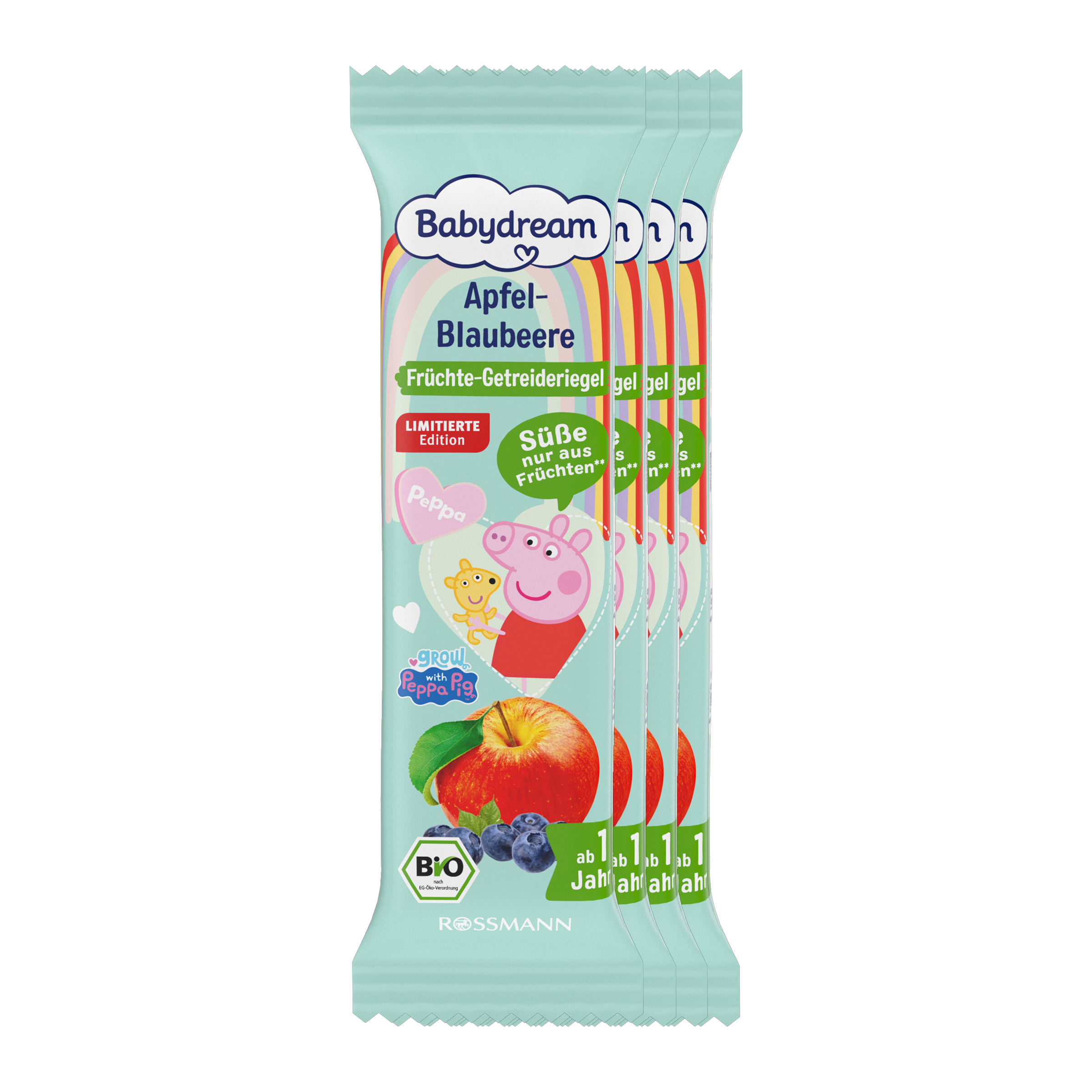 BIO ovocná tyčinka Jablko a borůvky Prasátko Peppa 4x 25 g