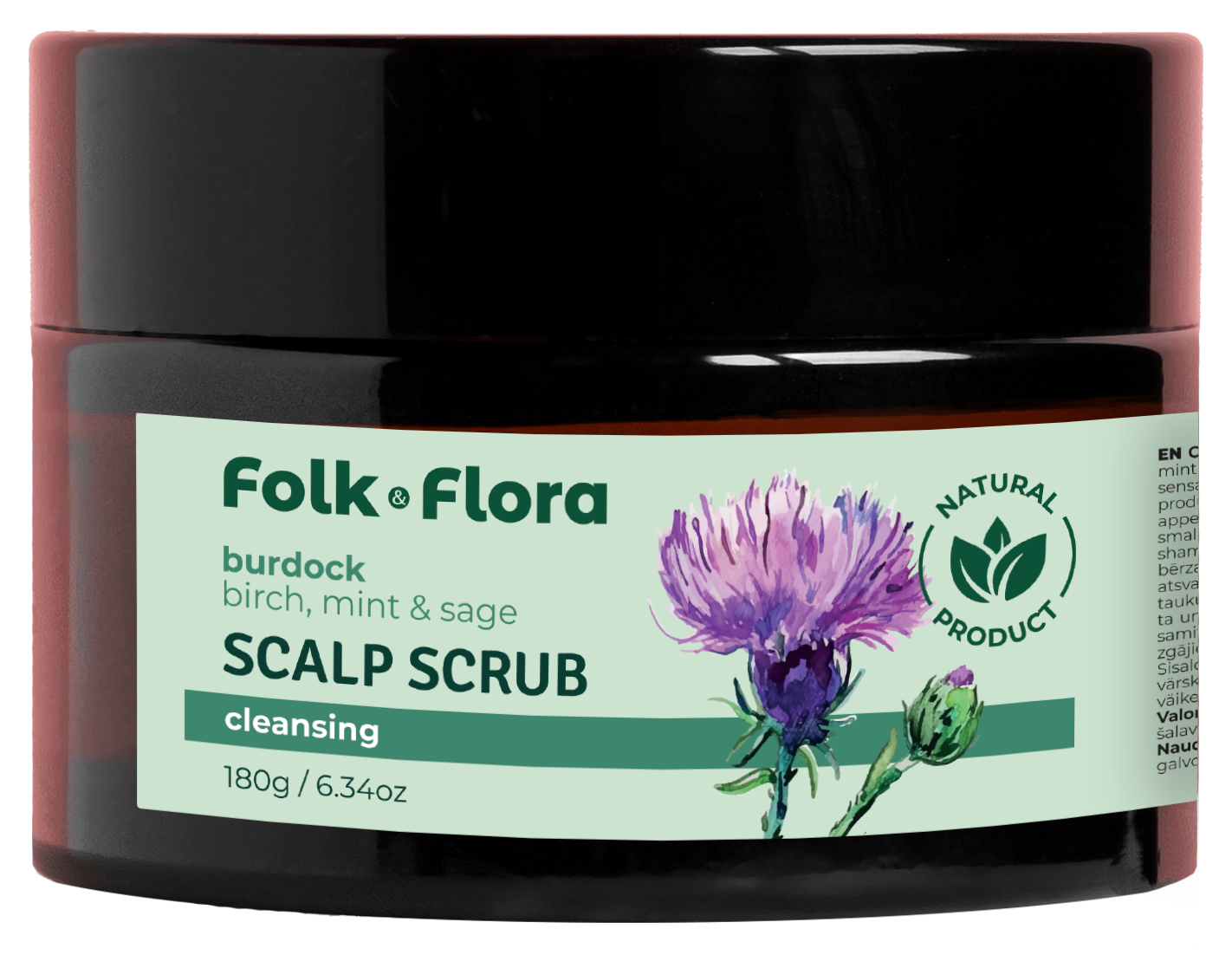 Folk&Flora Peeling na pokožku hlavy Lopuch 180 g