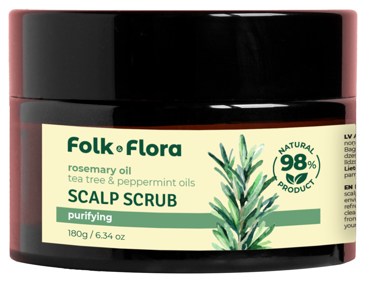 Folk&Flora Peeling na pokožku hlavy Rozmarýn 180 g