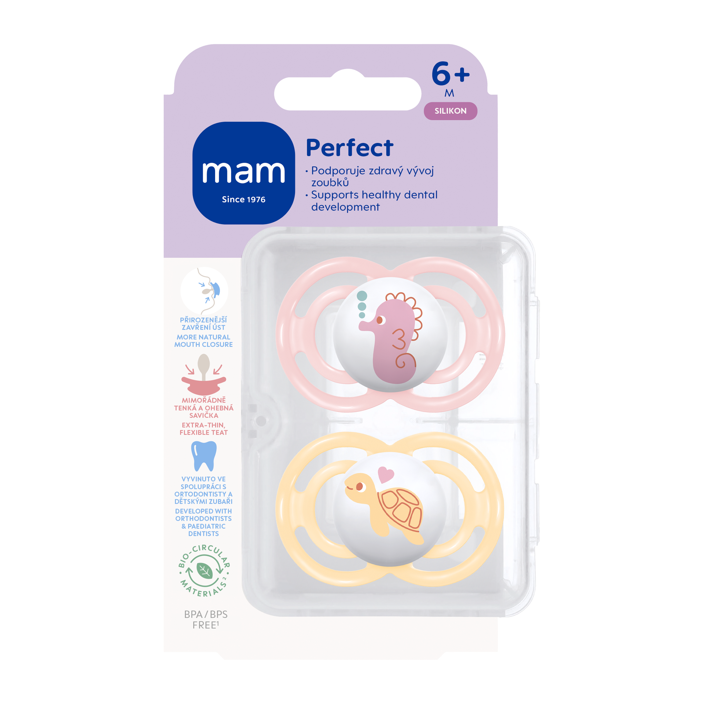 Dudlík Perfect 6+ měs. růžový/oranžový