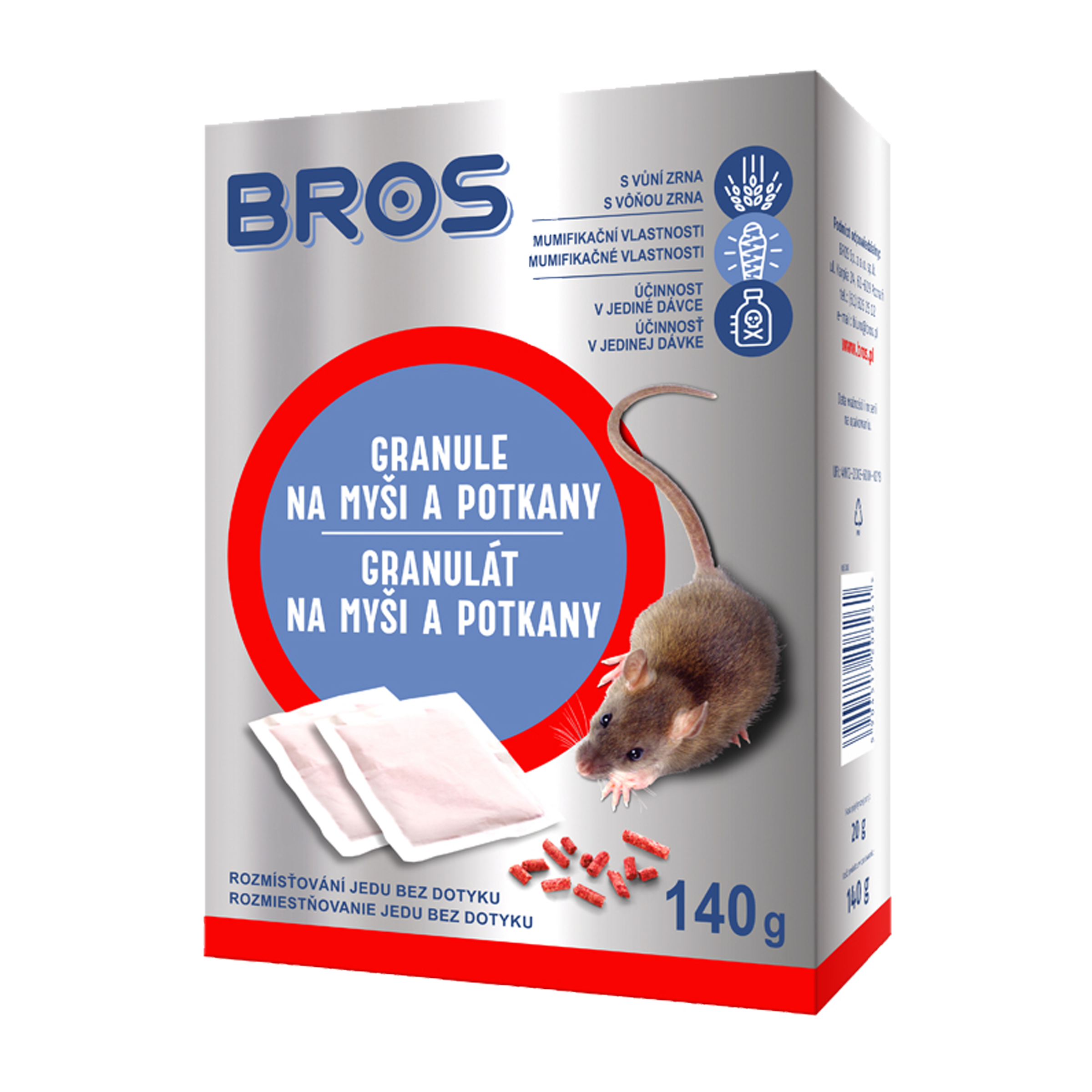Bros Granule na myši a potkany Rodenticid 140 g