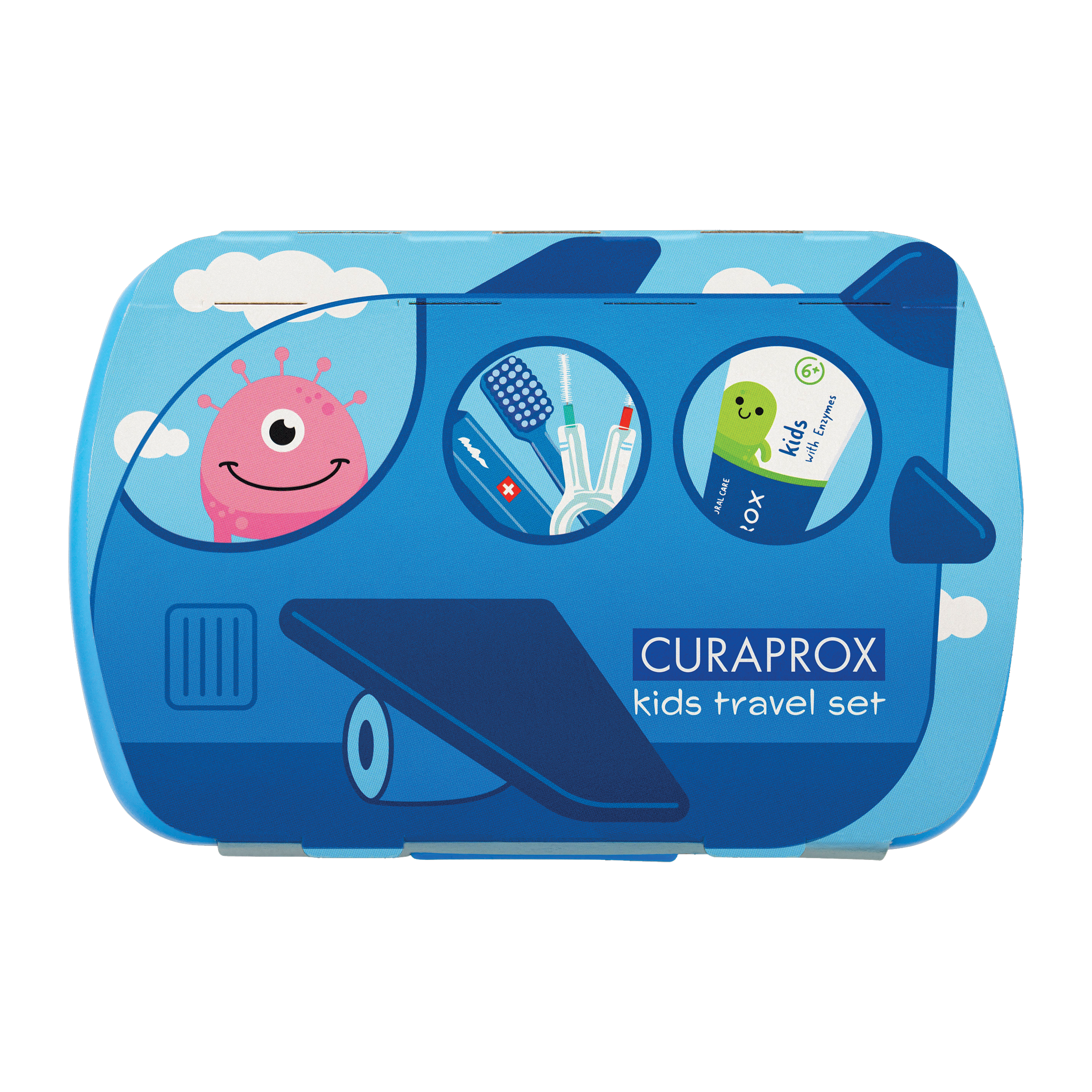Curaprox Dentální travel set Kids Modrý