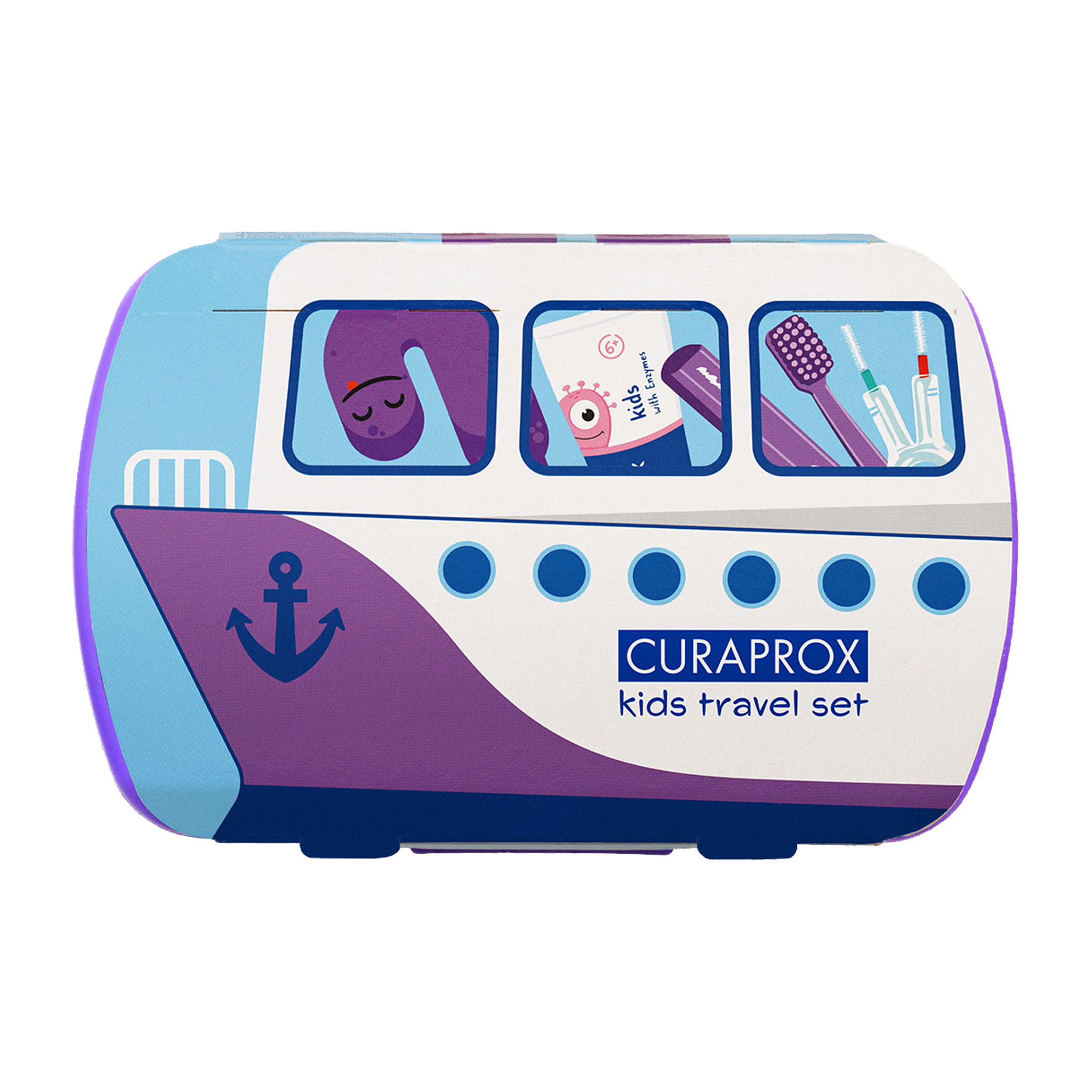 Curaprox Travel set KIDS fialový