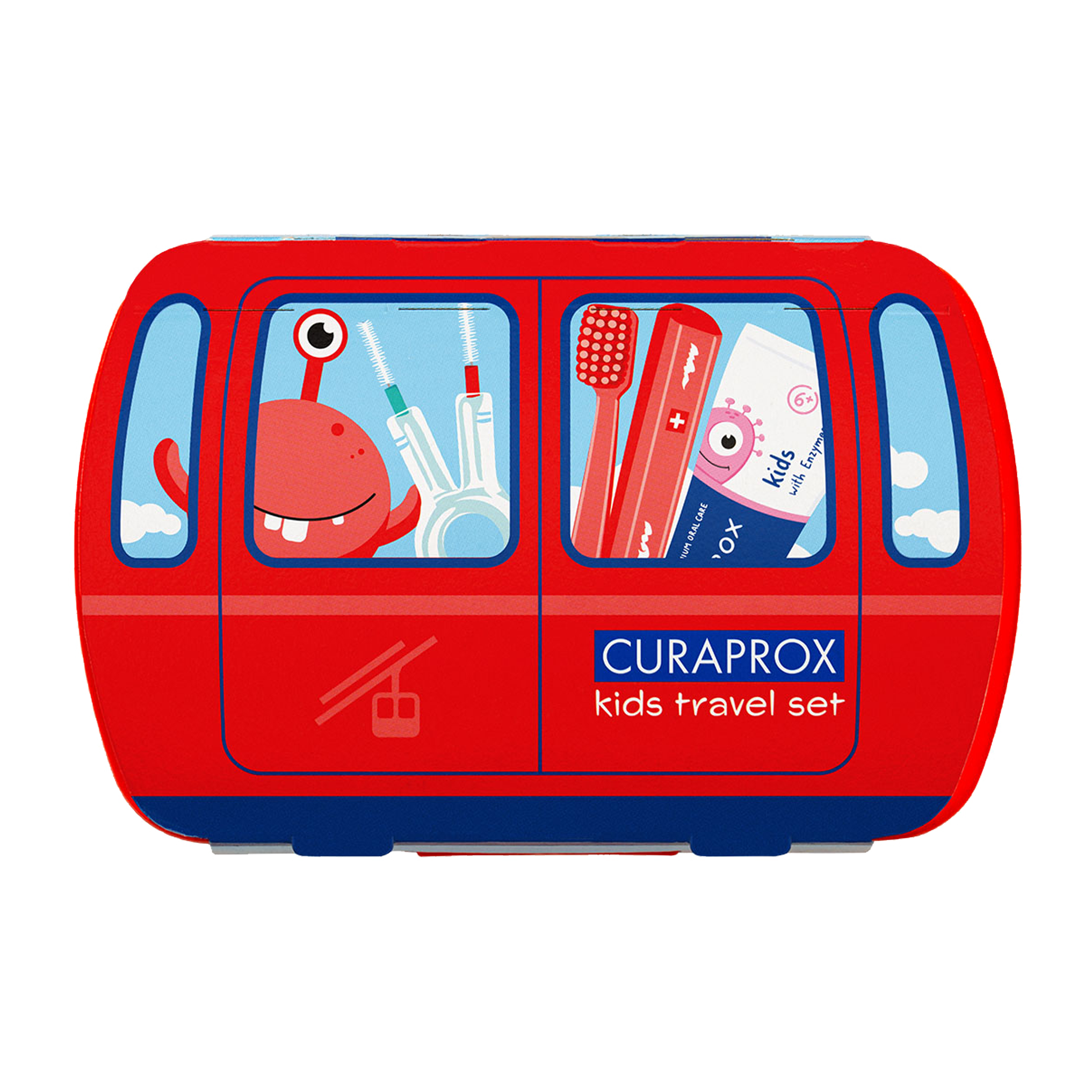 Curaprox Dentální travel set Kids Červený