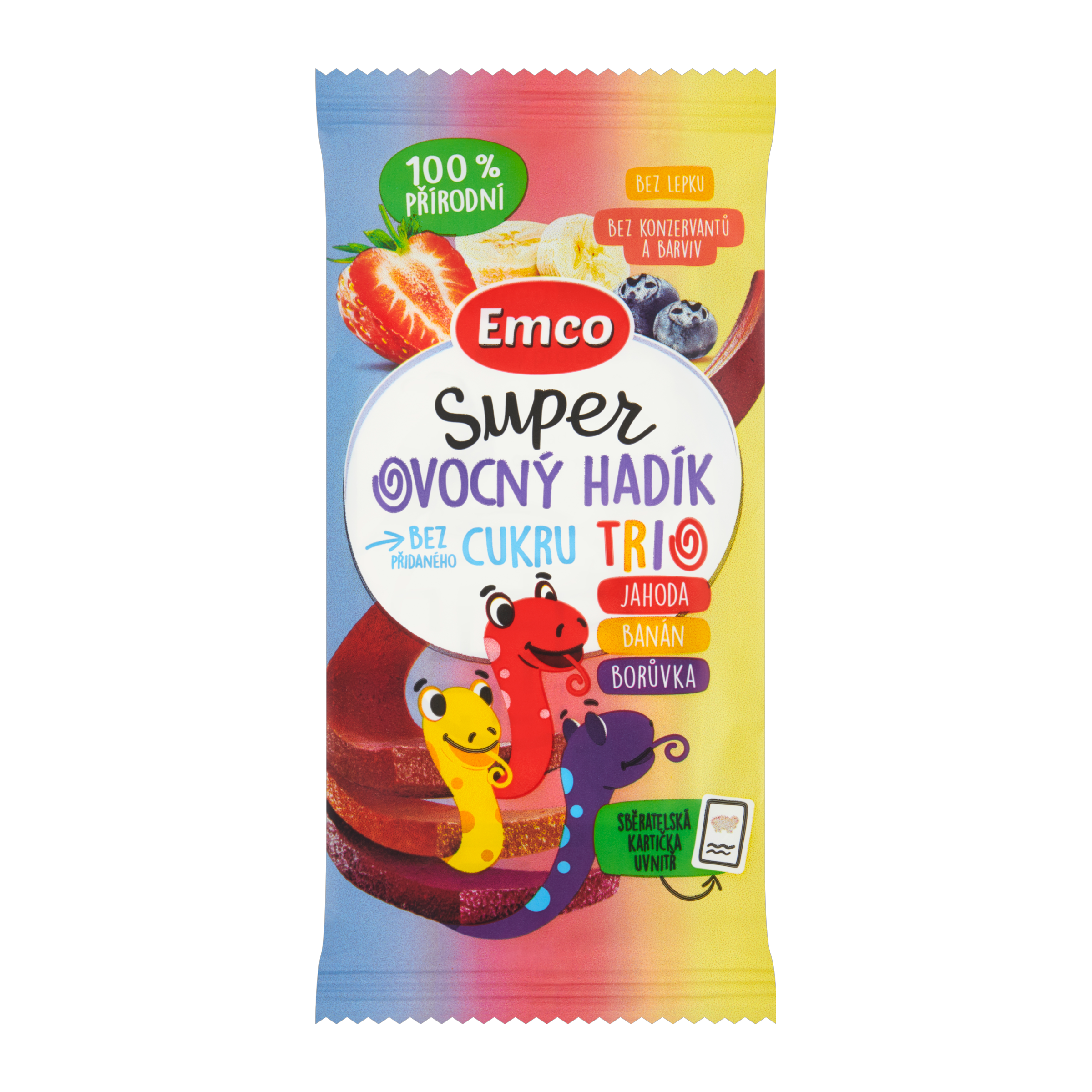 Super ovocný hadík Trio jahoda, banán a borůvka