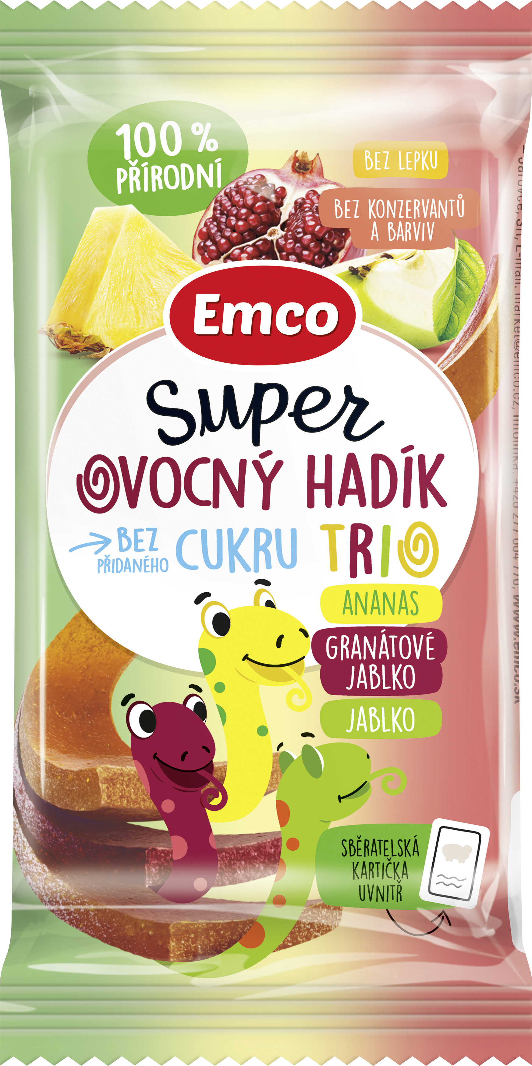 Emco Super ovocný hadík Trio ananas, granátové jablko a jablko