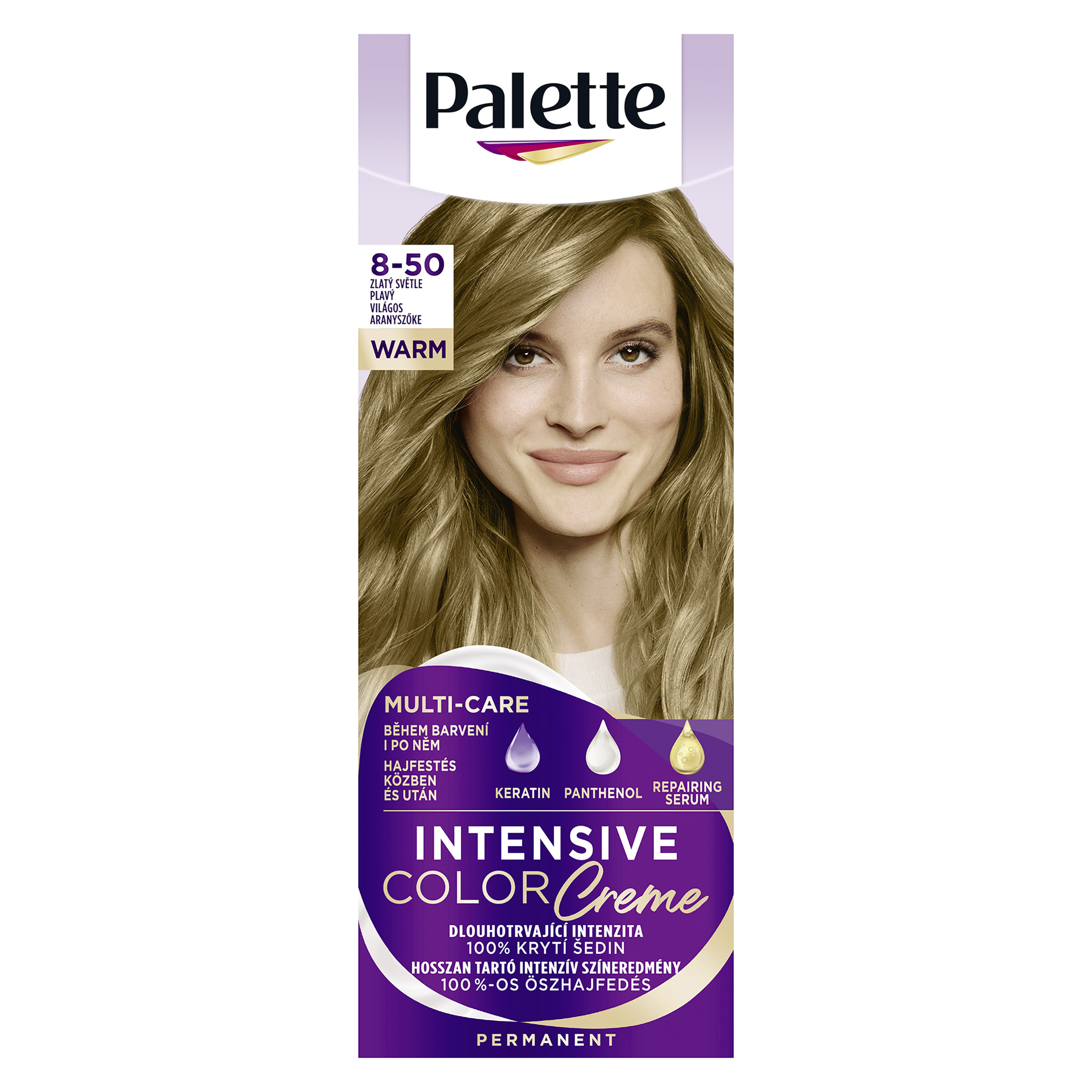 Barva na vlasy Intensive Color Creme 8-50 Zlatý světle plavý
