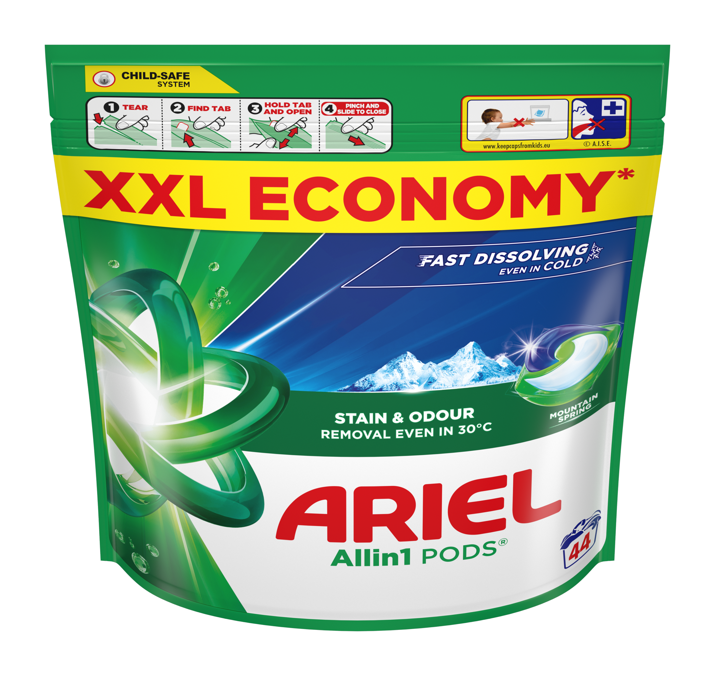 Ariel Kapsle na praní All-in-1 PODS Mountain Spring 44 pd