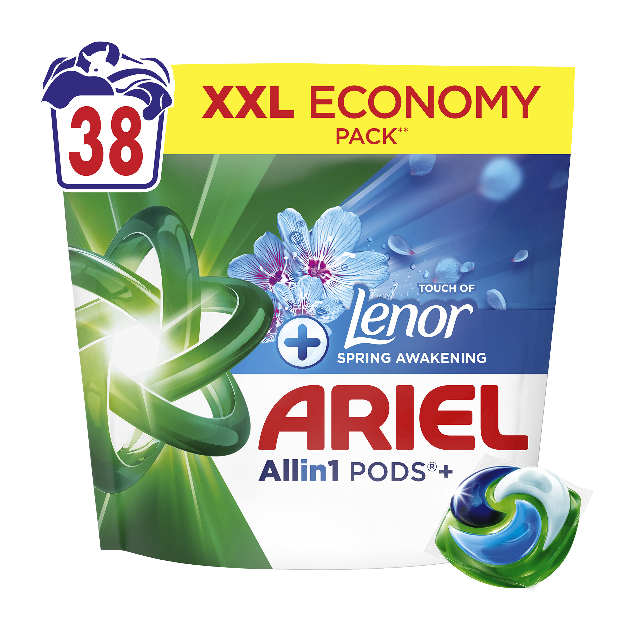 Ariel Kapsle na praní All-in-1 PODS+Touch of Lenor Spring Awakening, 38 pd
