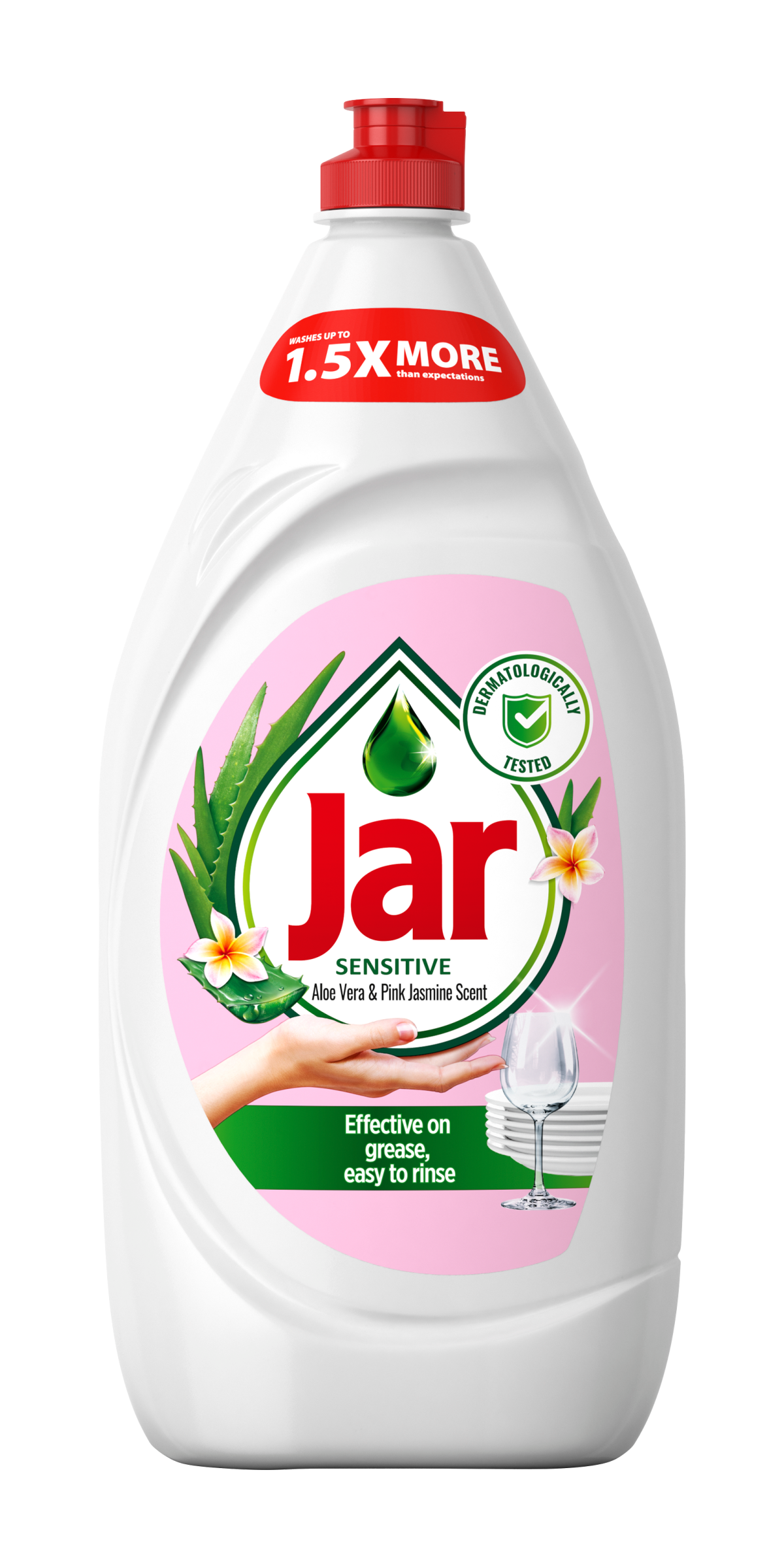 Jar Tekutý prostředek na mytí nádobí Sensitive Aloe Vera & Pink Jasmine  1,35 l