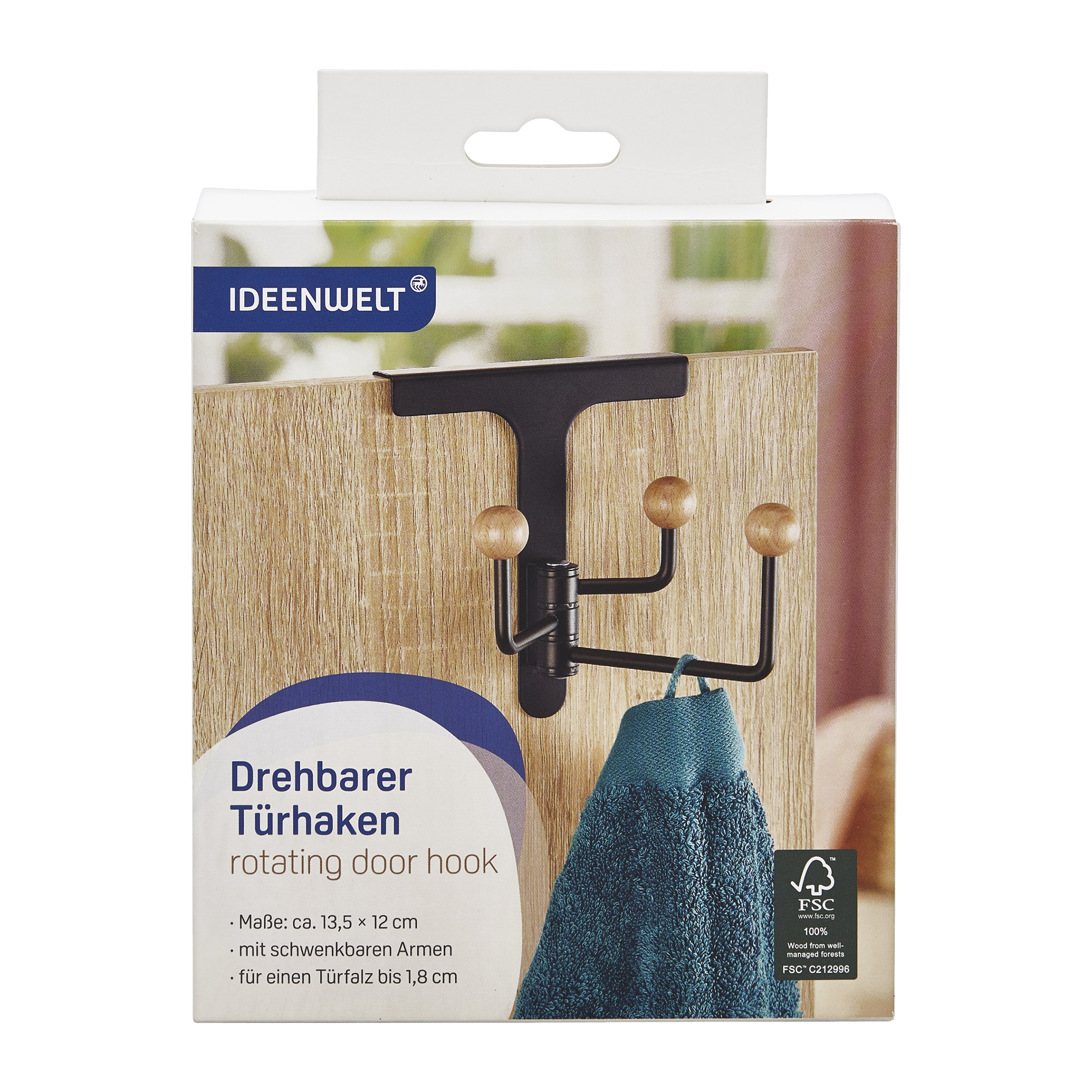 Otočný věšák na dveře černý