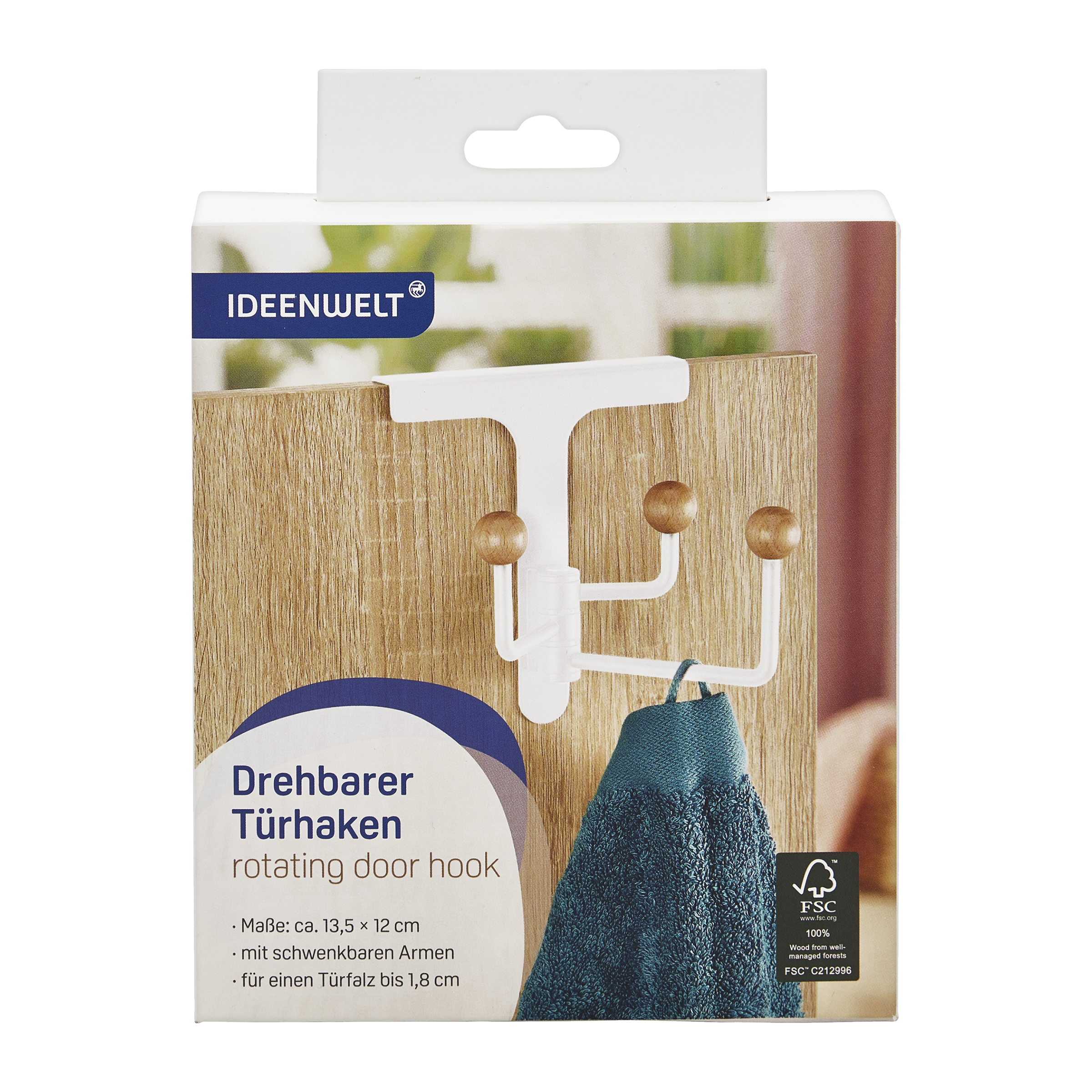 Otočný věšák na dveře bílý