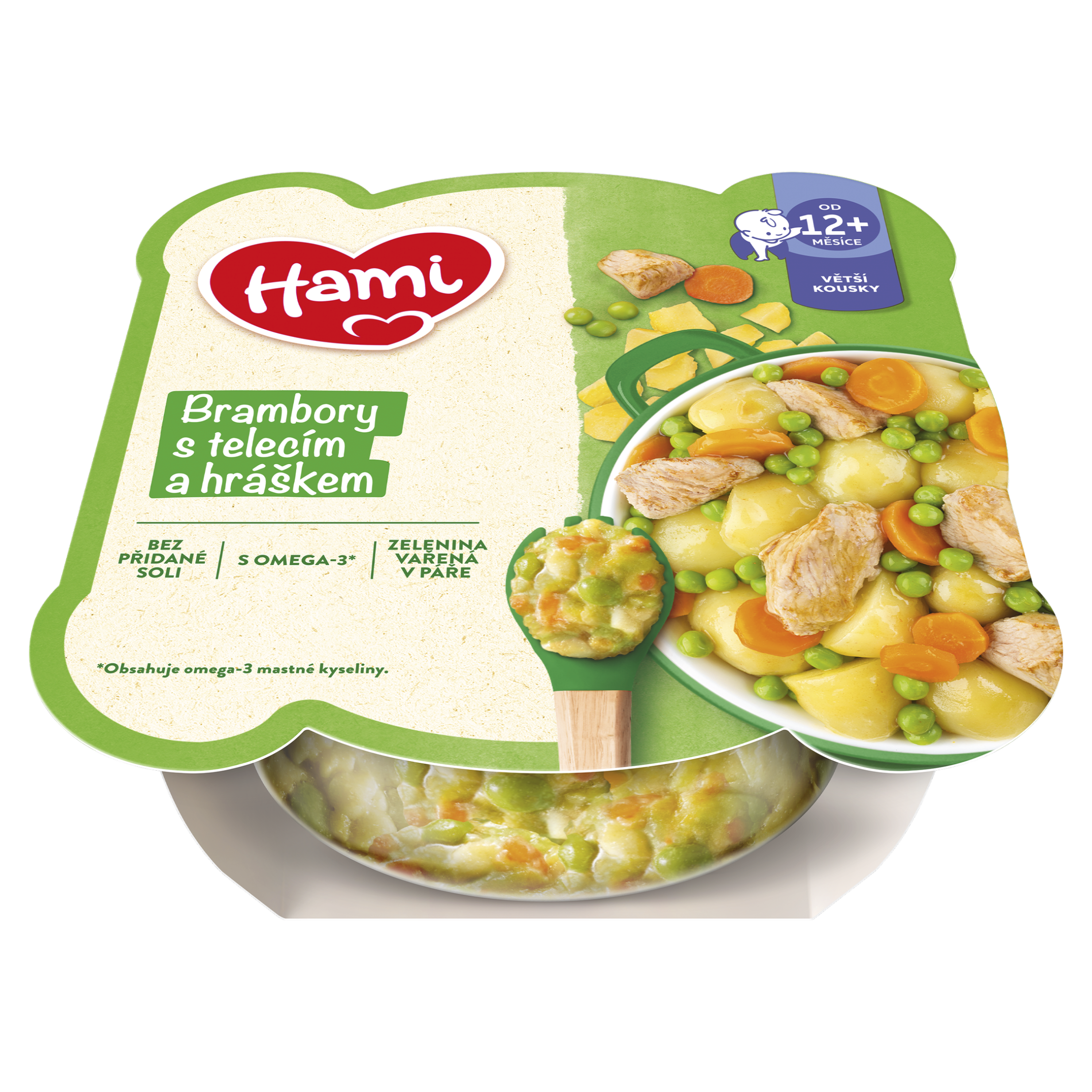 Brambory s telecím a hráškem