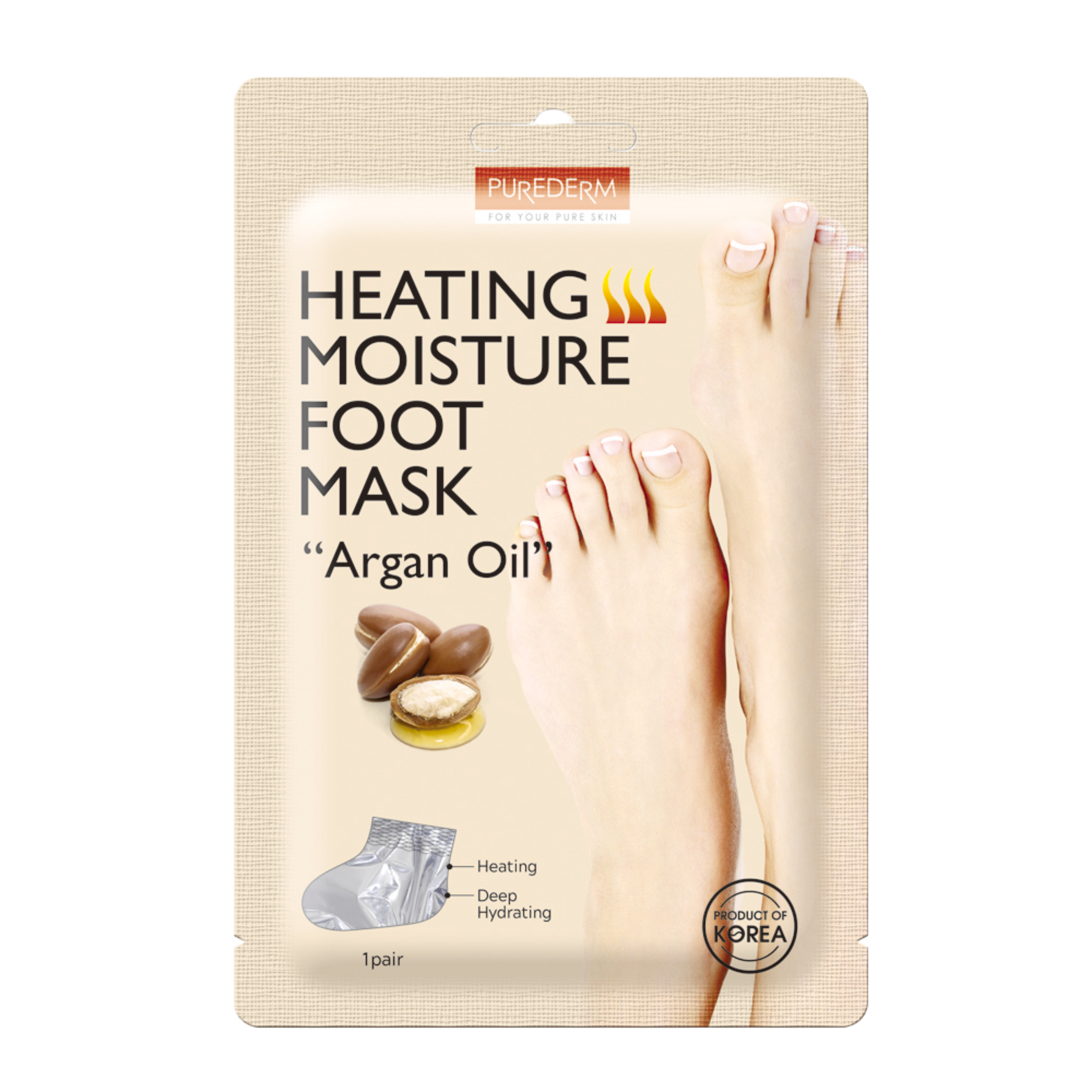 Hřejivá hydratační maska ​​na nohy s arganovým olejem