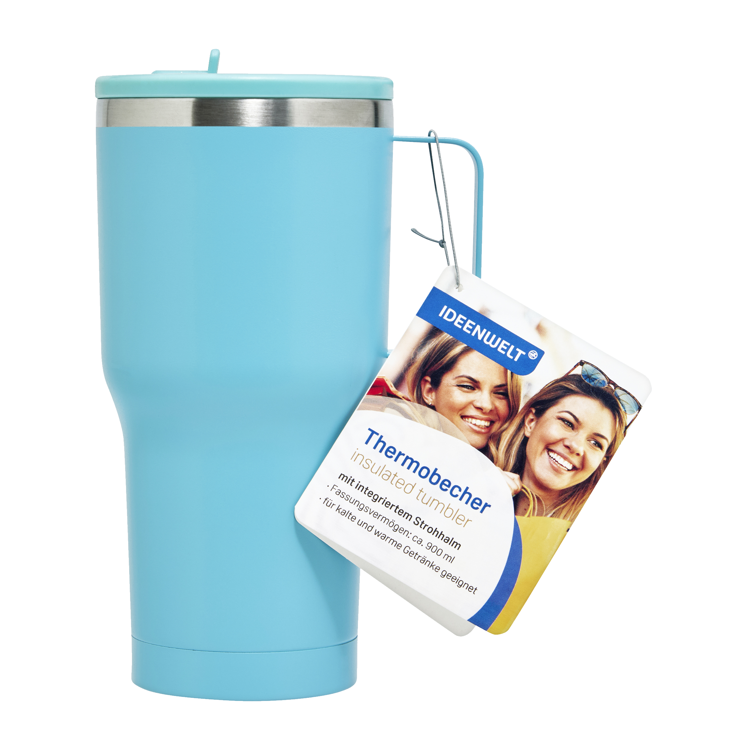 Termohrnek s brčkem Modrý