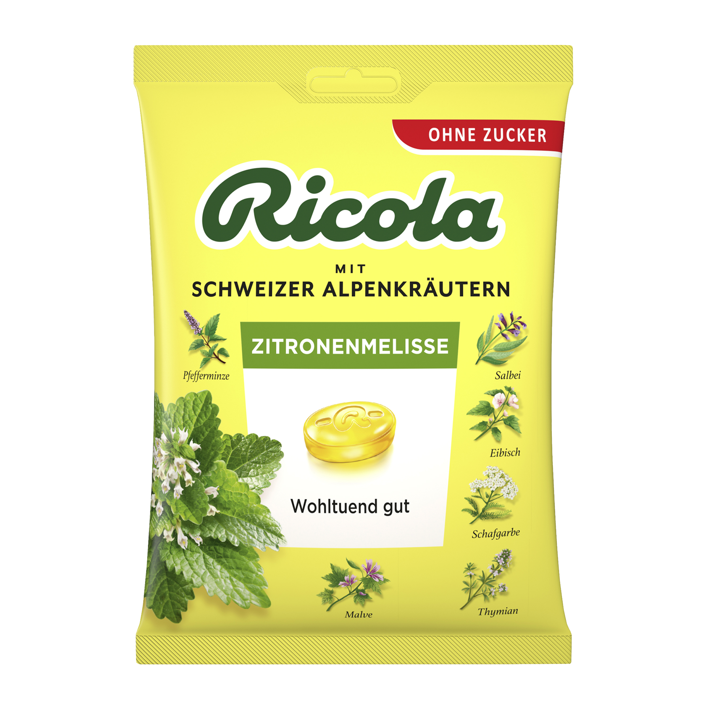 Ricola Bylinné bonbony bez cukru Meduňka a citron