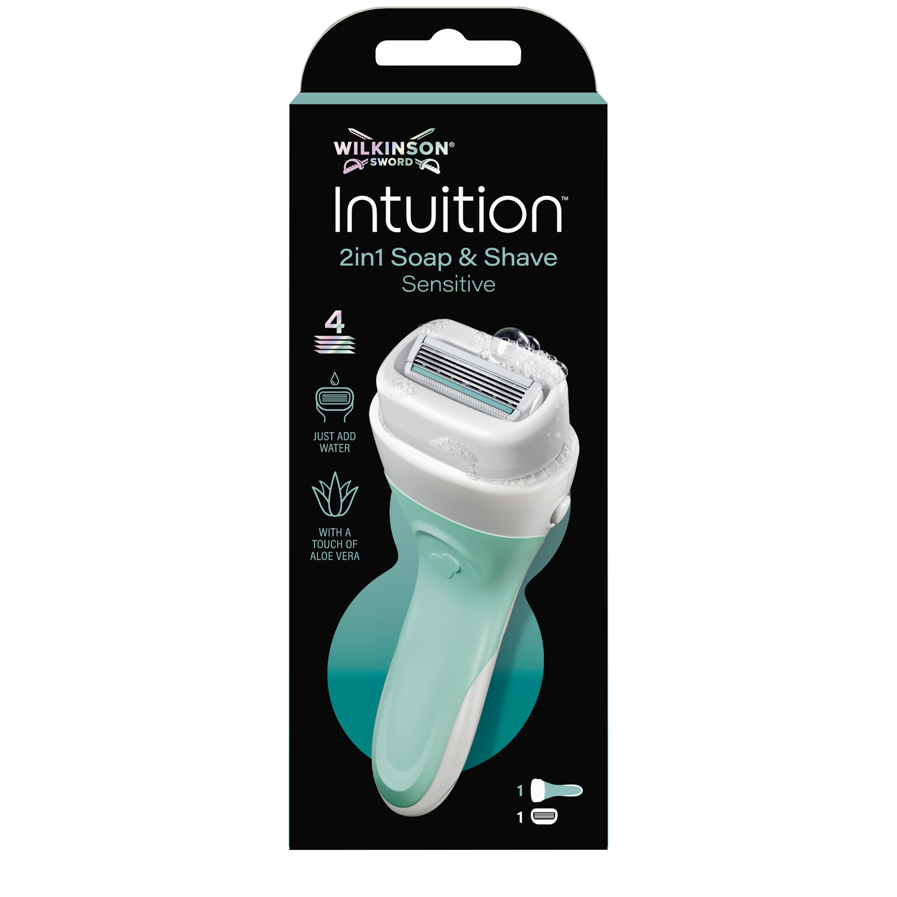 Wilkinson Dámský holicí strojek Intuition 2v1 Soap & Shave Sensitive 4 ks