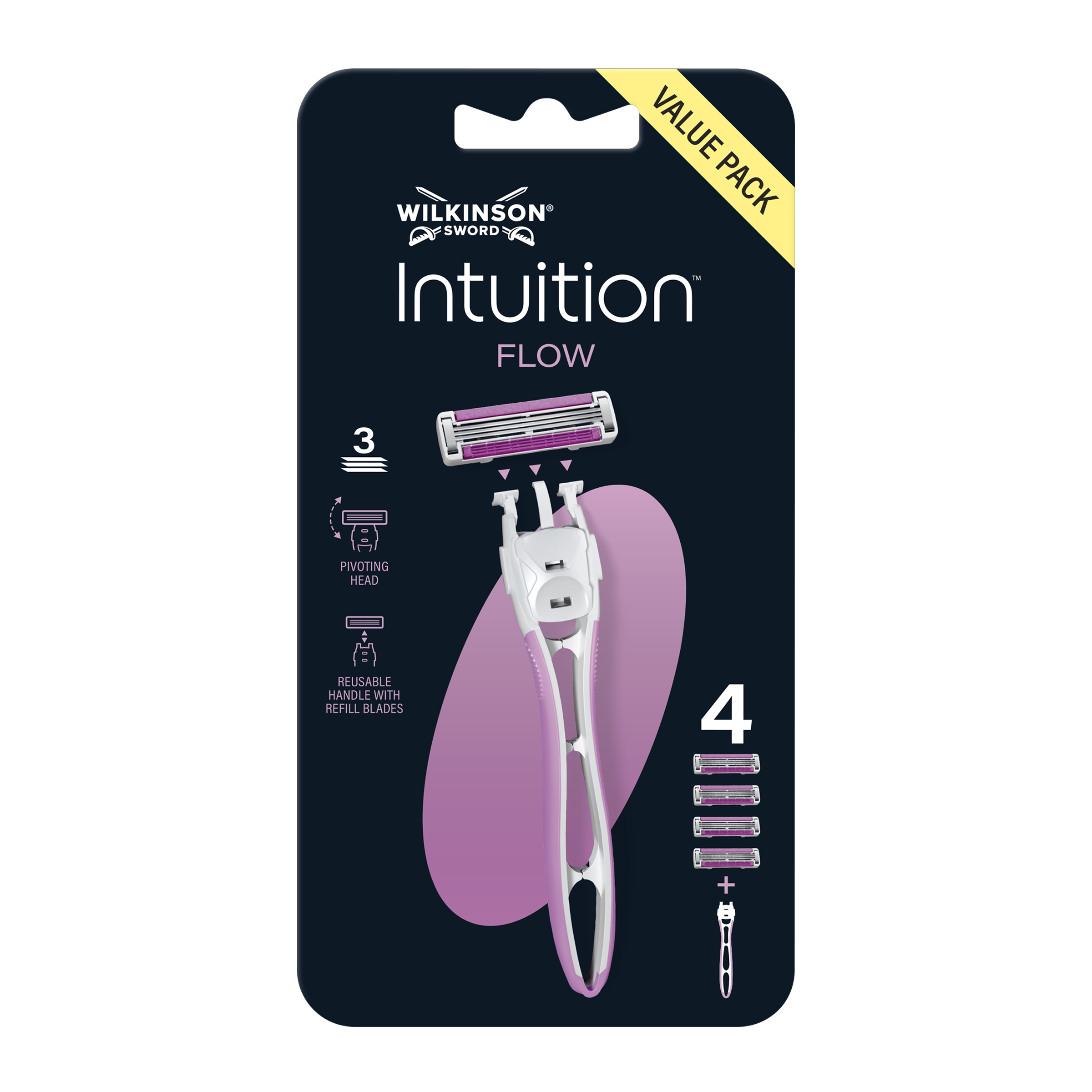 Dámský holicí strojek Intuition Flow + 4 náhradní hlavice