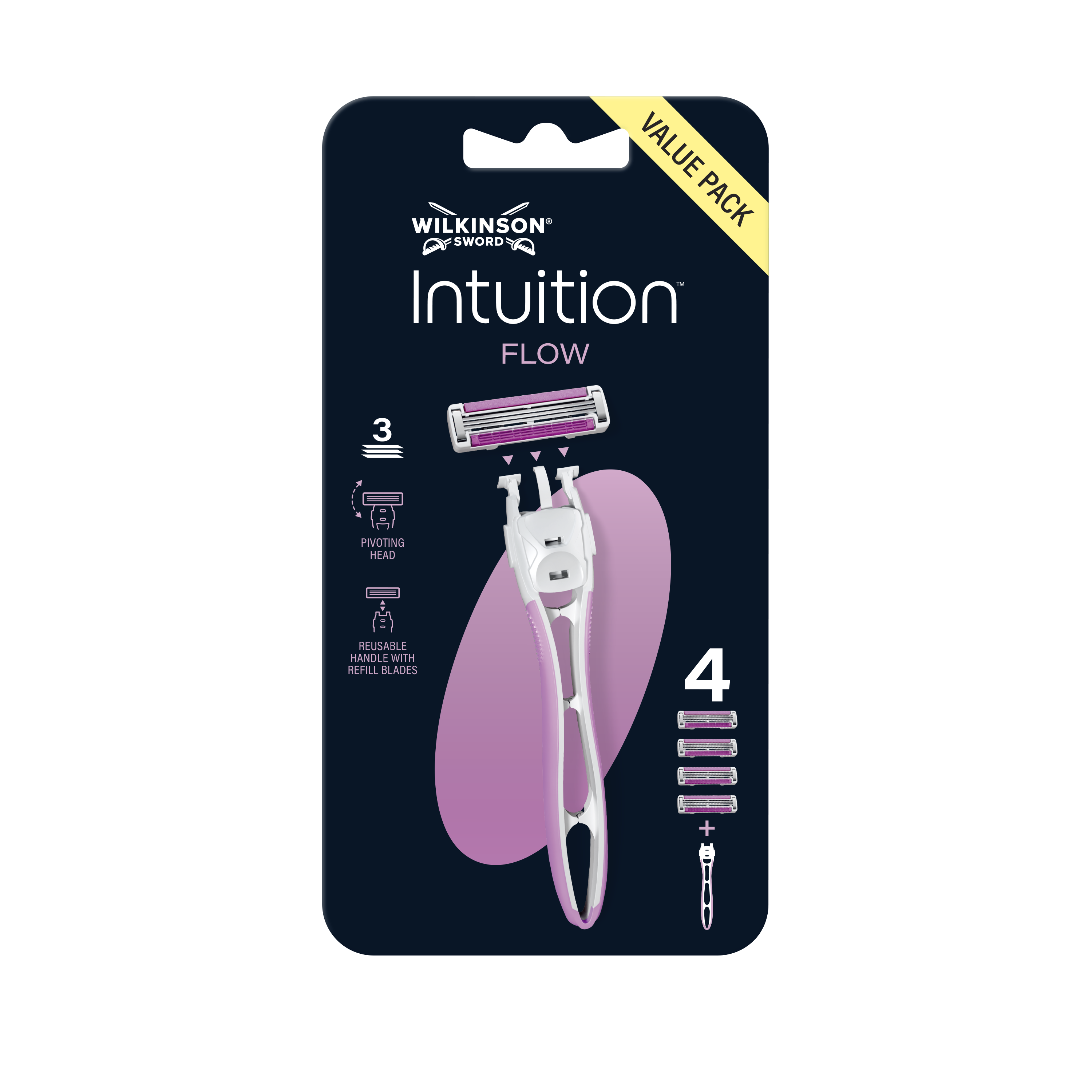 Wilkinson Dámský holicí strojek Intuition Flow + 4 náhradní hlavice