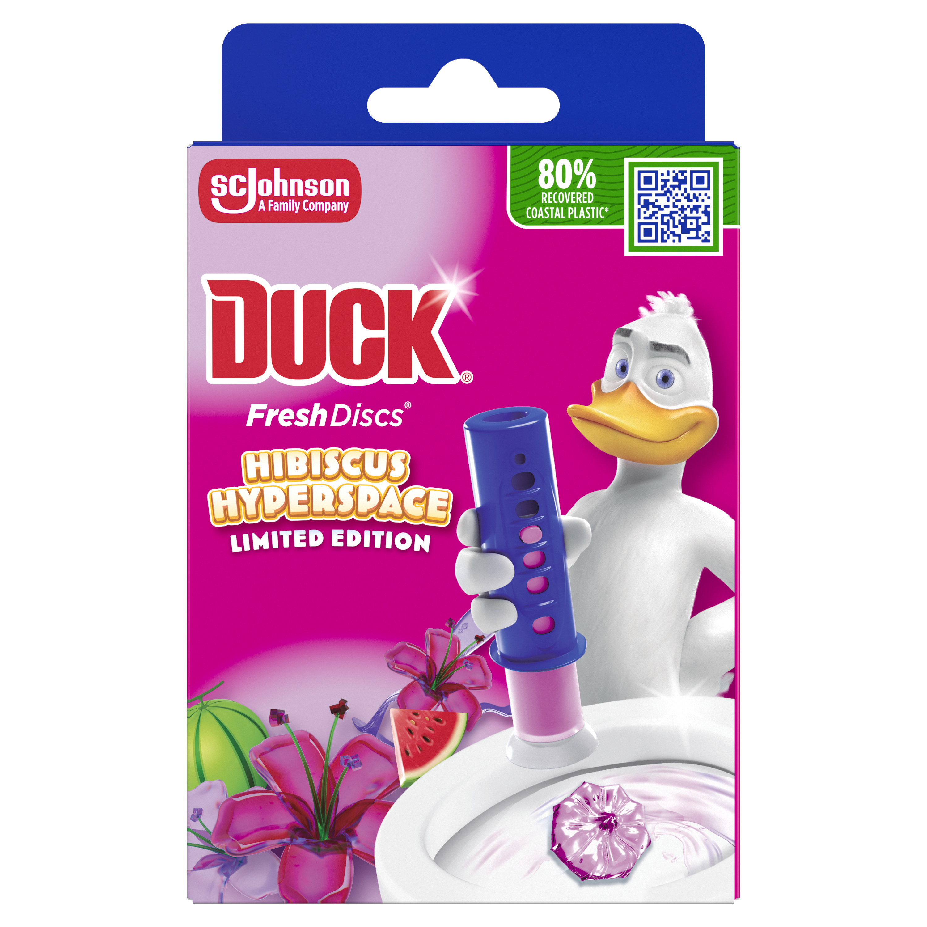 Duck WC bodový blok Fresh Discs 2 ks Hibiscus Hyperspace 72 ml