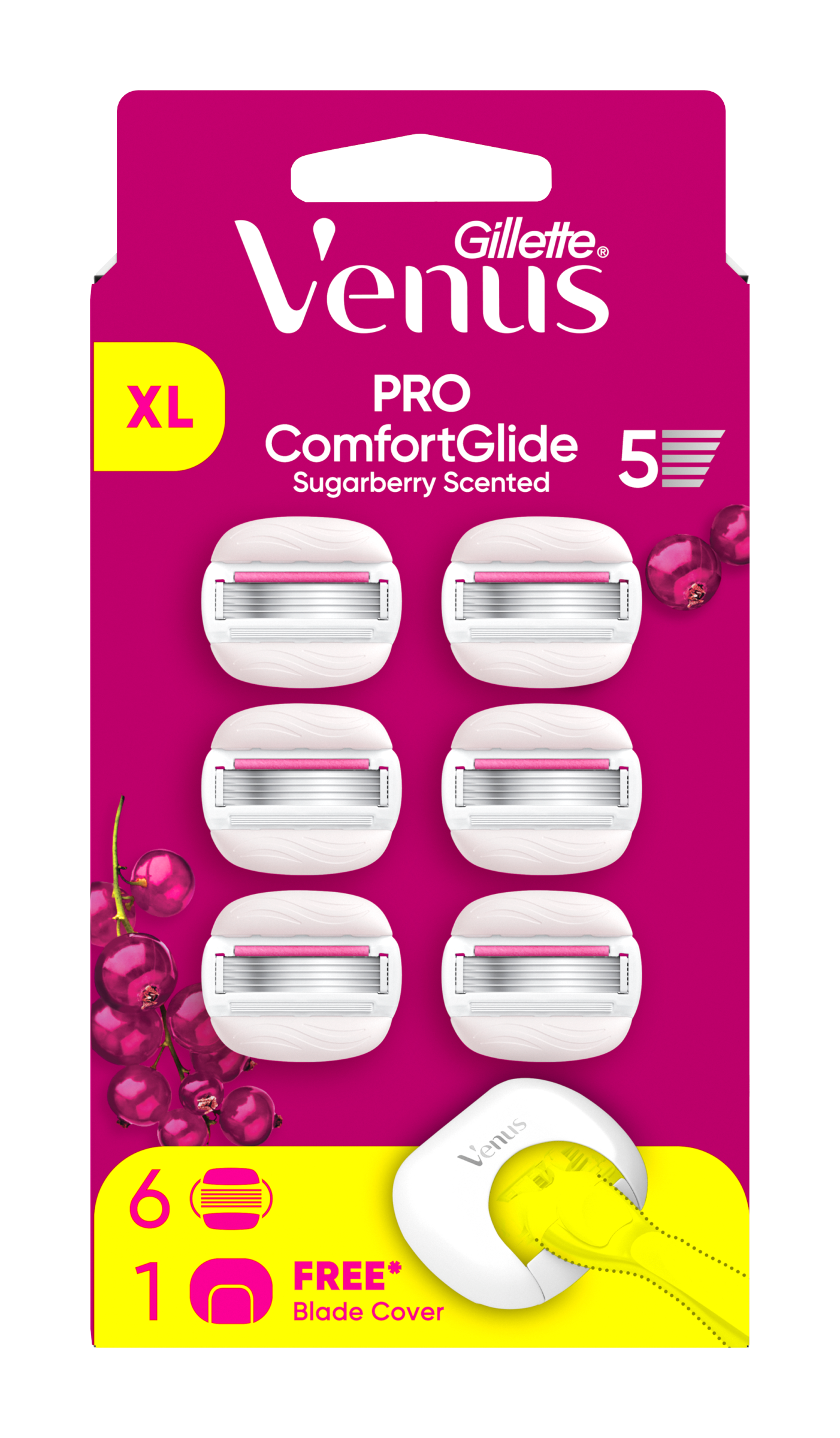 Gillette Náhradní holicí hlavice Venus Pro ComfortGlide Sugarberry XL 6 ks