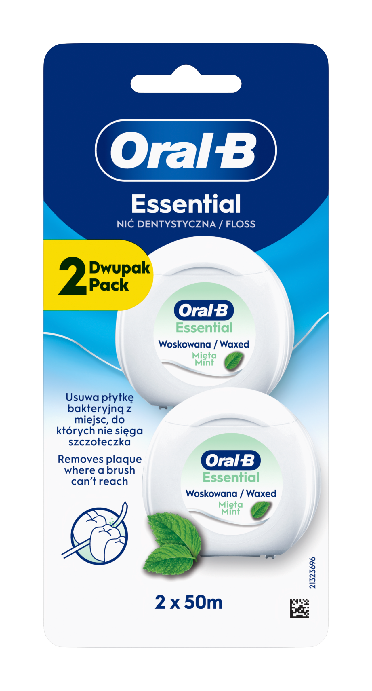 Oral-B Voskovaná zubní nit pro úzké prostory Essential Máta 50 m