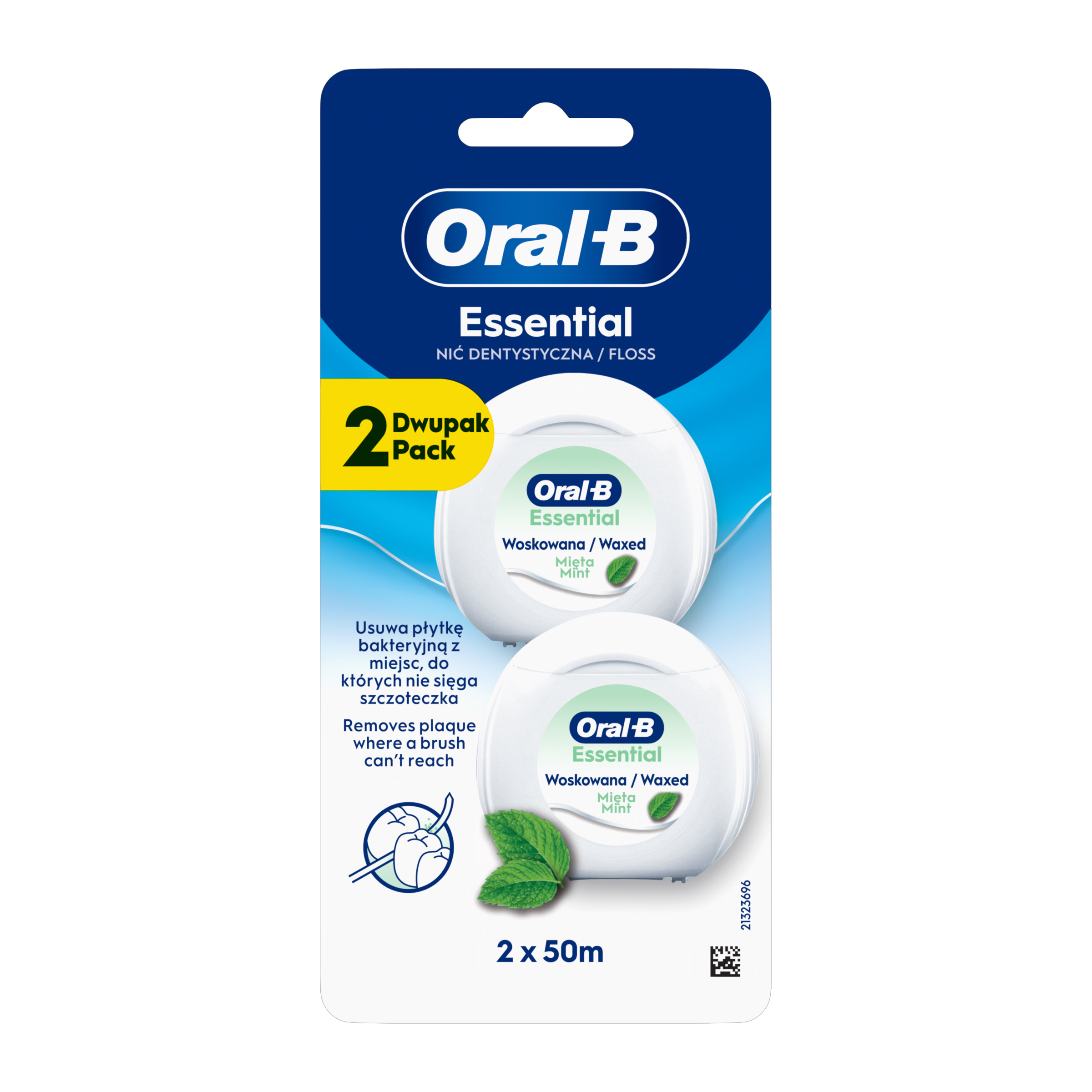 Voskovaná zubní nit pro úzké prostory Essential Máta