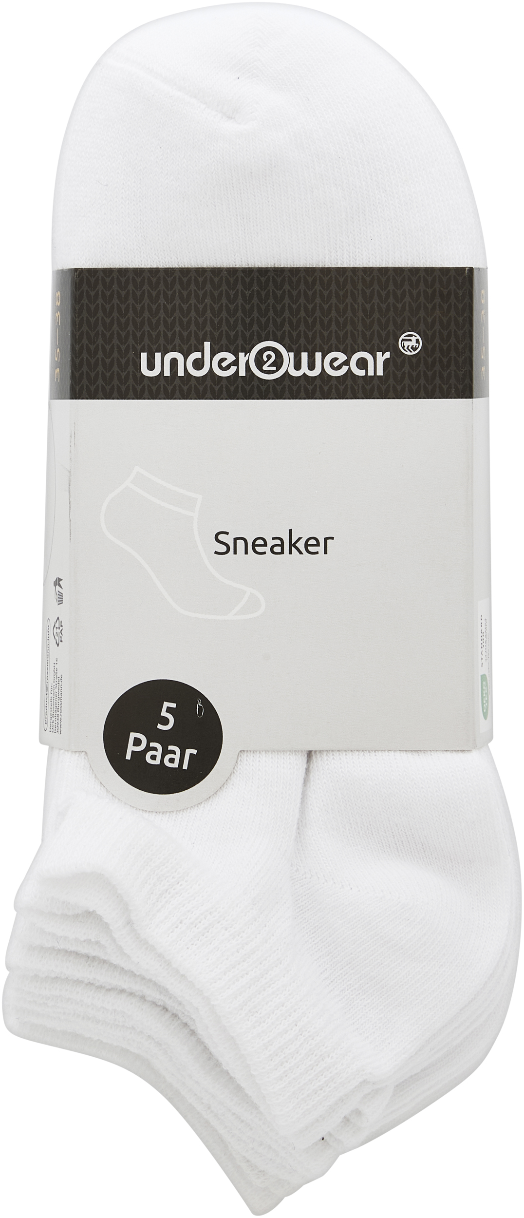 under2wear Ponožky Sneaker Bílé 5pack vel. 35/38 5 ks