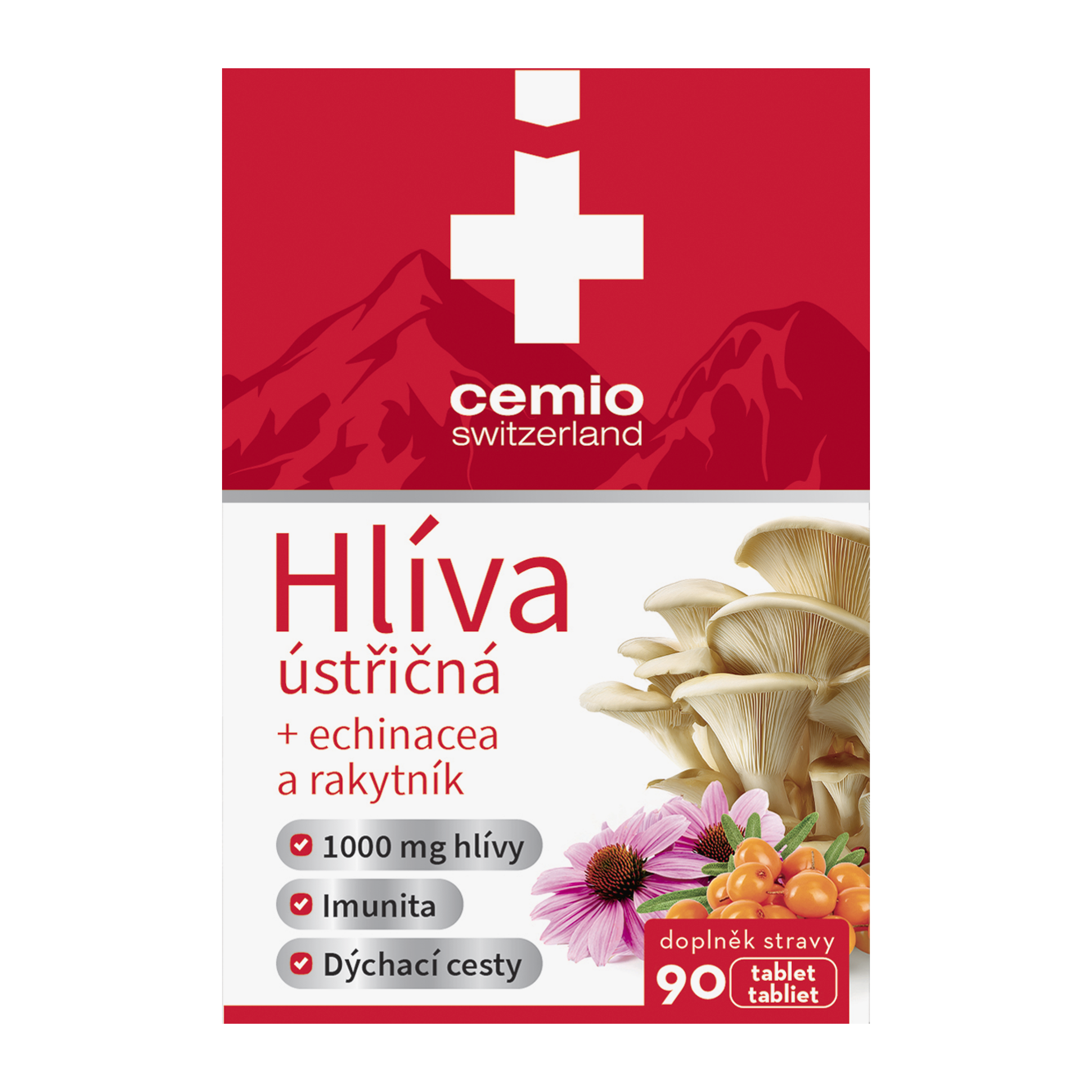 Cemio Hlíva ústřičná, echinacea a rakytník, doplněk stravy 90 ks