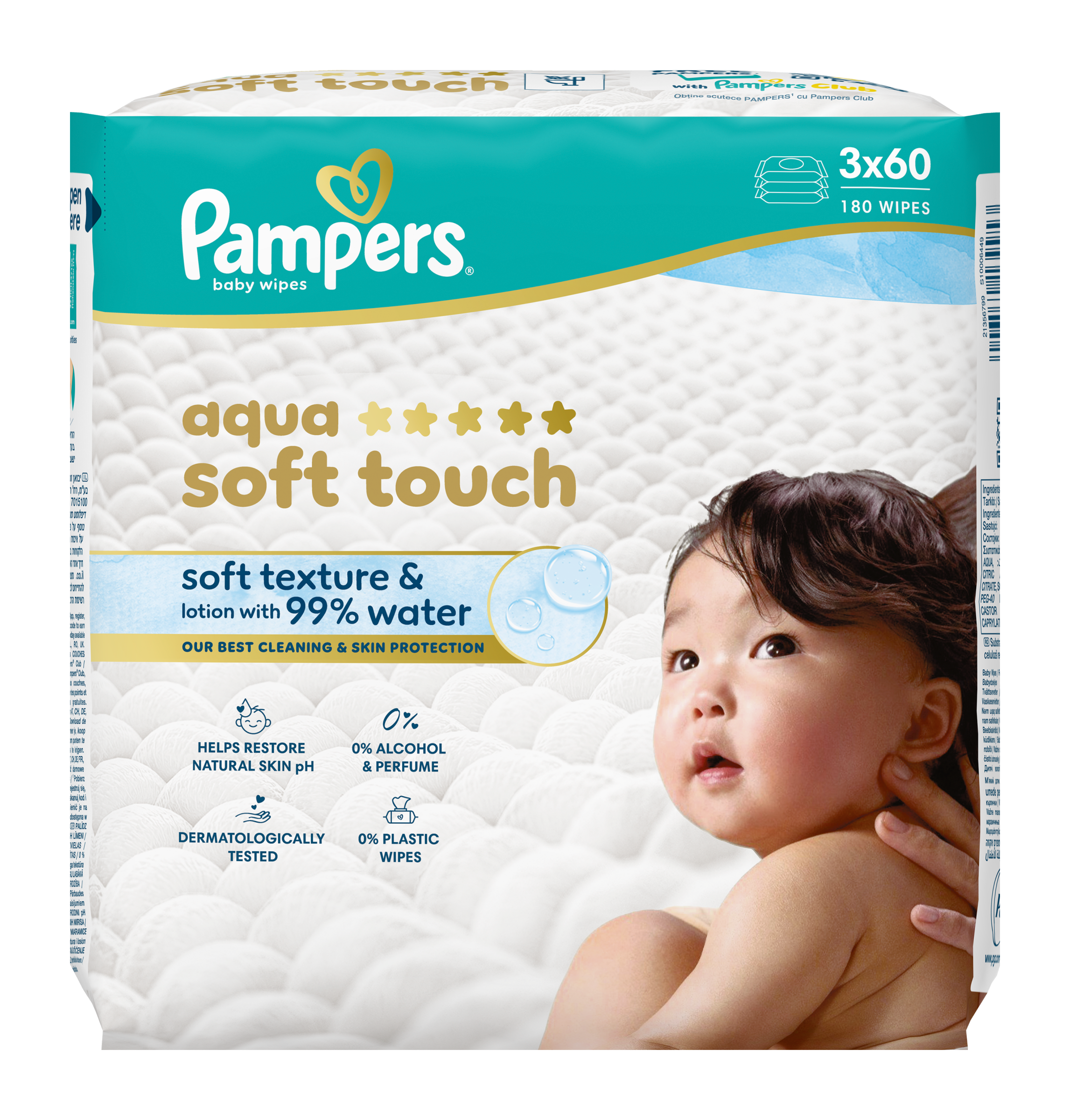 Pampers Dětské čisticí ubrousky Aqua Soft Touch 180 ks