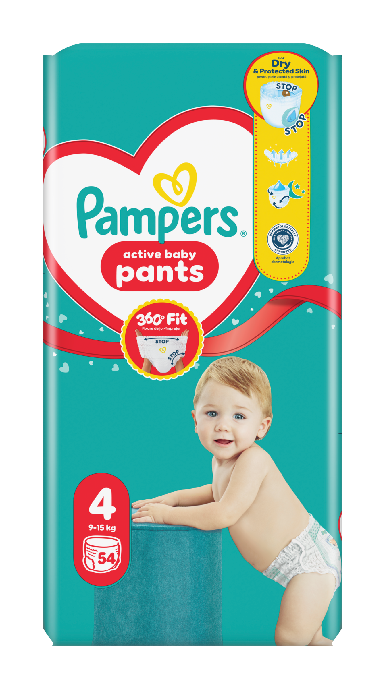 Pampers Plenkové kalhotky Active Baby, 9–15 kg, vel. 4 54 ks 54 ks