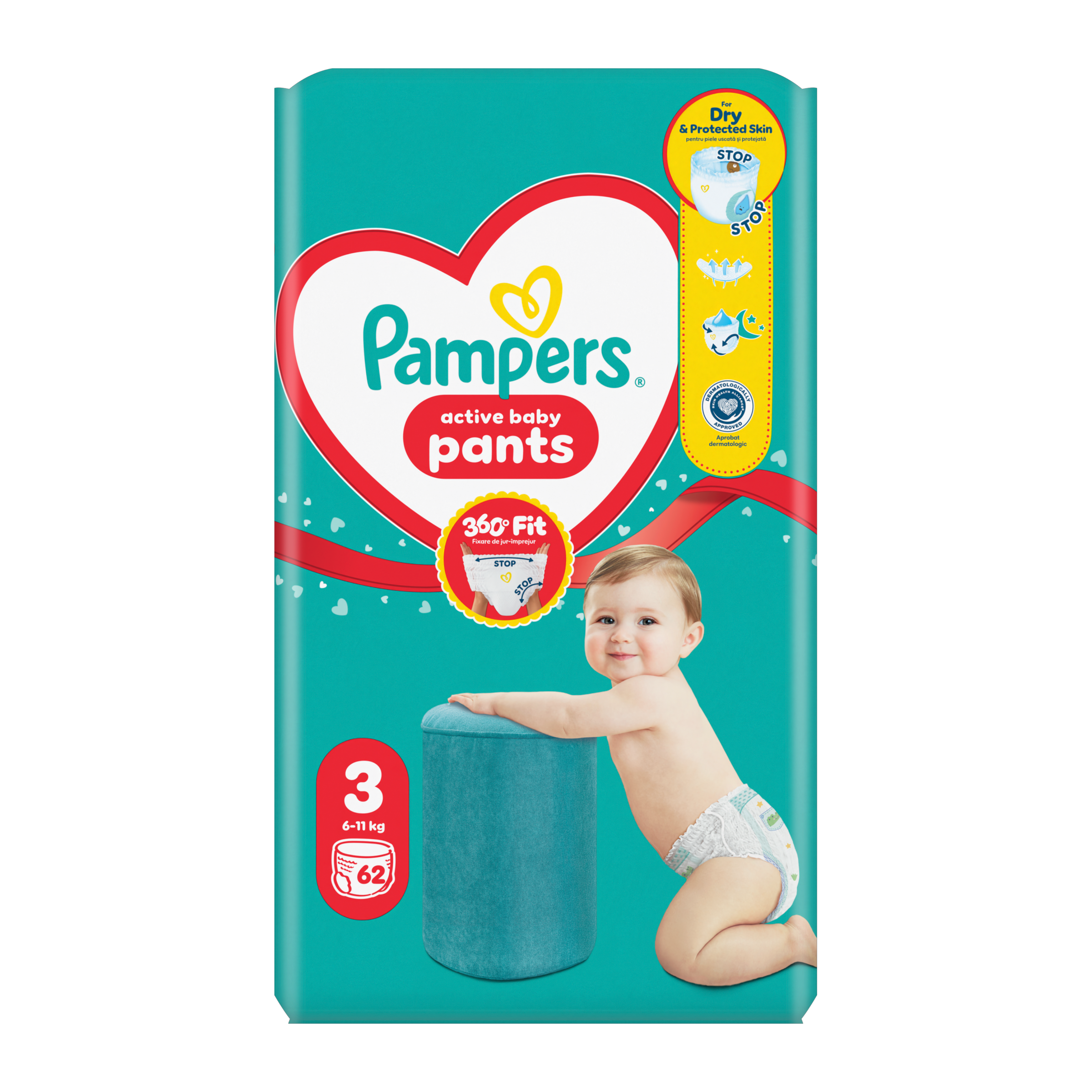Plenkové kalhotky Active Baby, 6–11 kg, vel. 3 62 ks