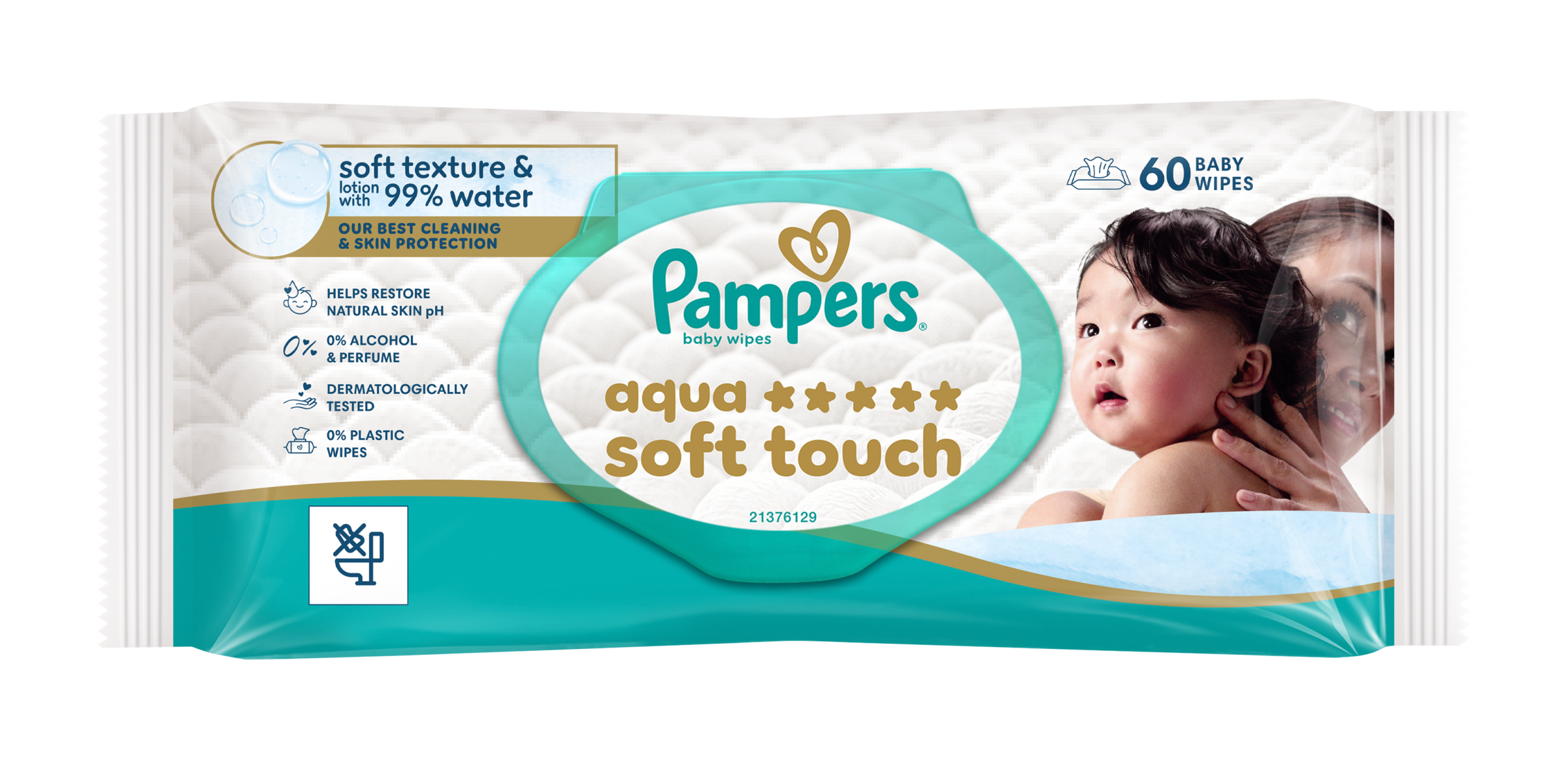 Pampers Dětské čisticí ubrousky Aqua Soft Touch 60 ks