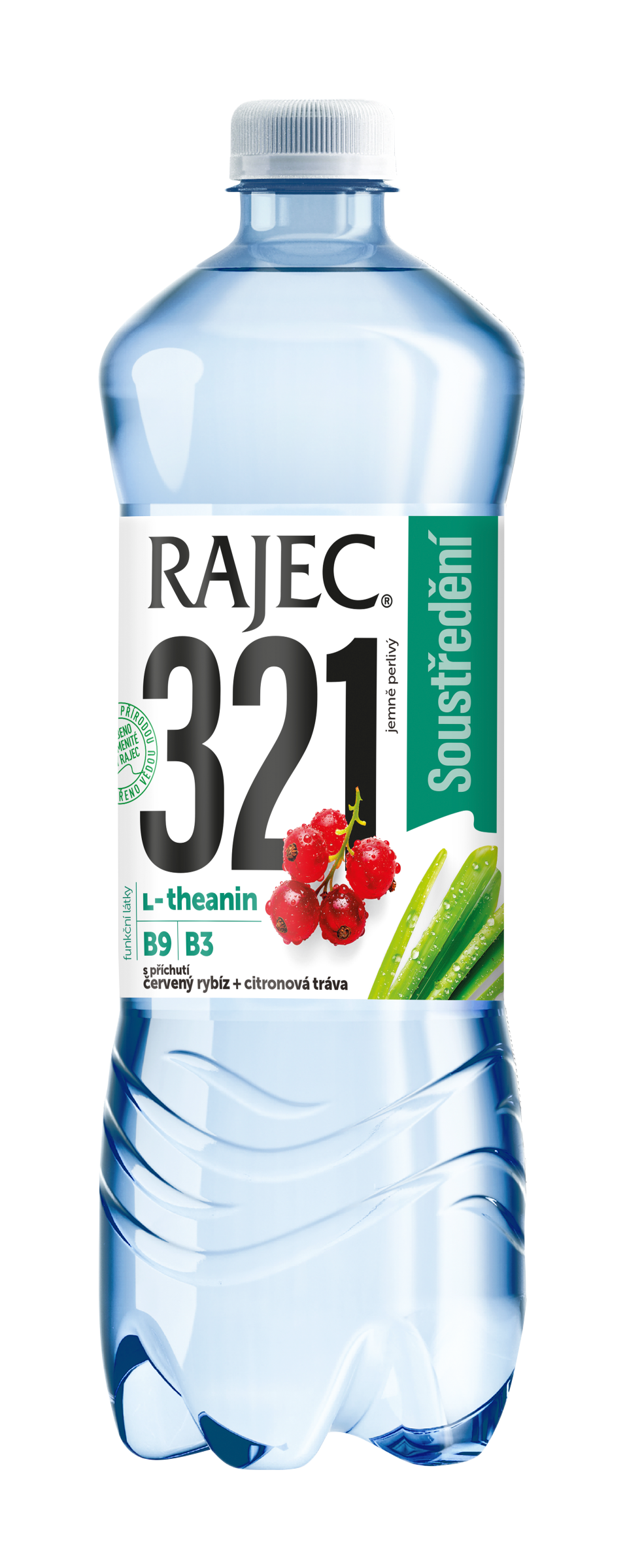 Jemně perlivý s příchutí červený rybíz a citronová tráva