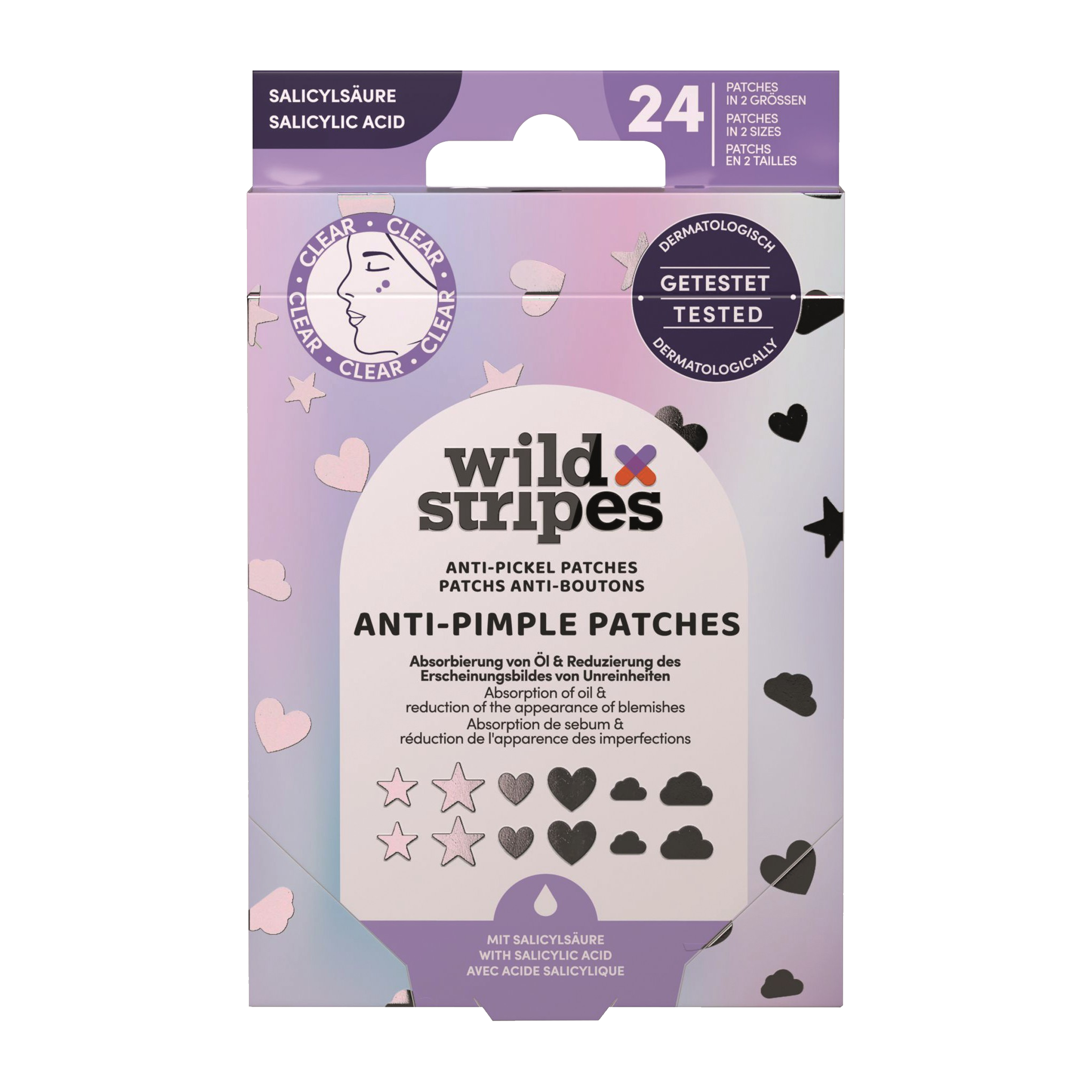 Wild Stripes Náplasti proti akné Holo Clear 22 ks