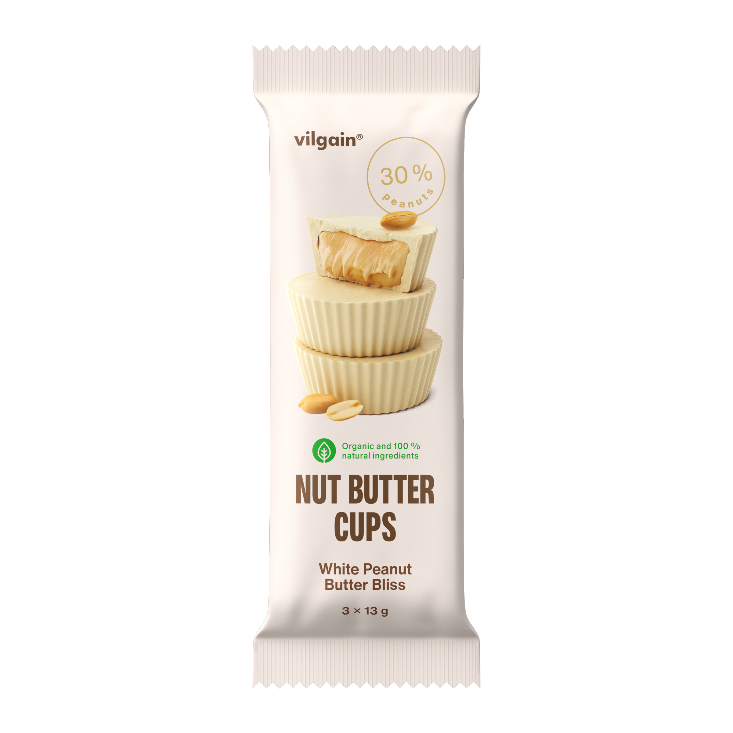 Nut Butter Cups BIO 3x 13 g Bílé arašídové blaho