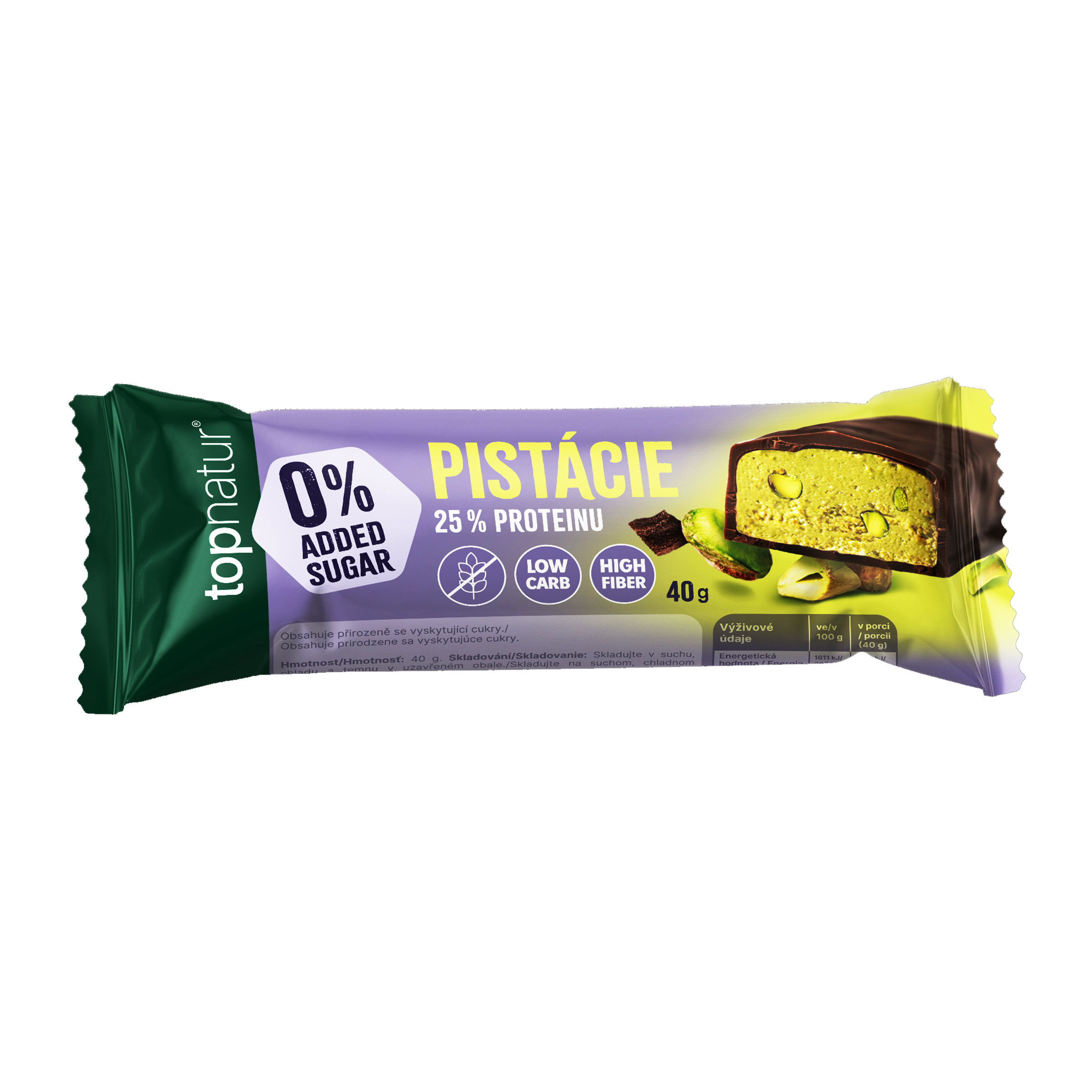 Proteinová tyčinka bez přidaného cukru Pistácie