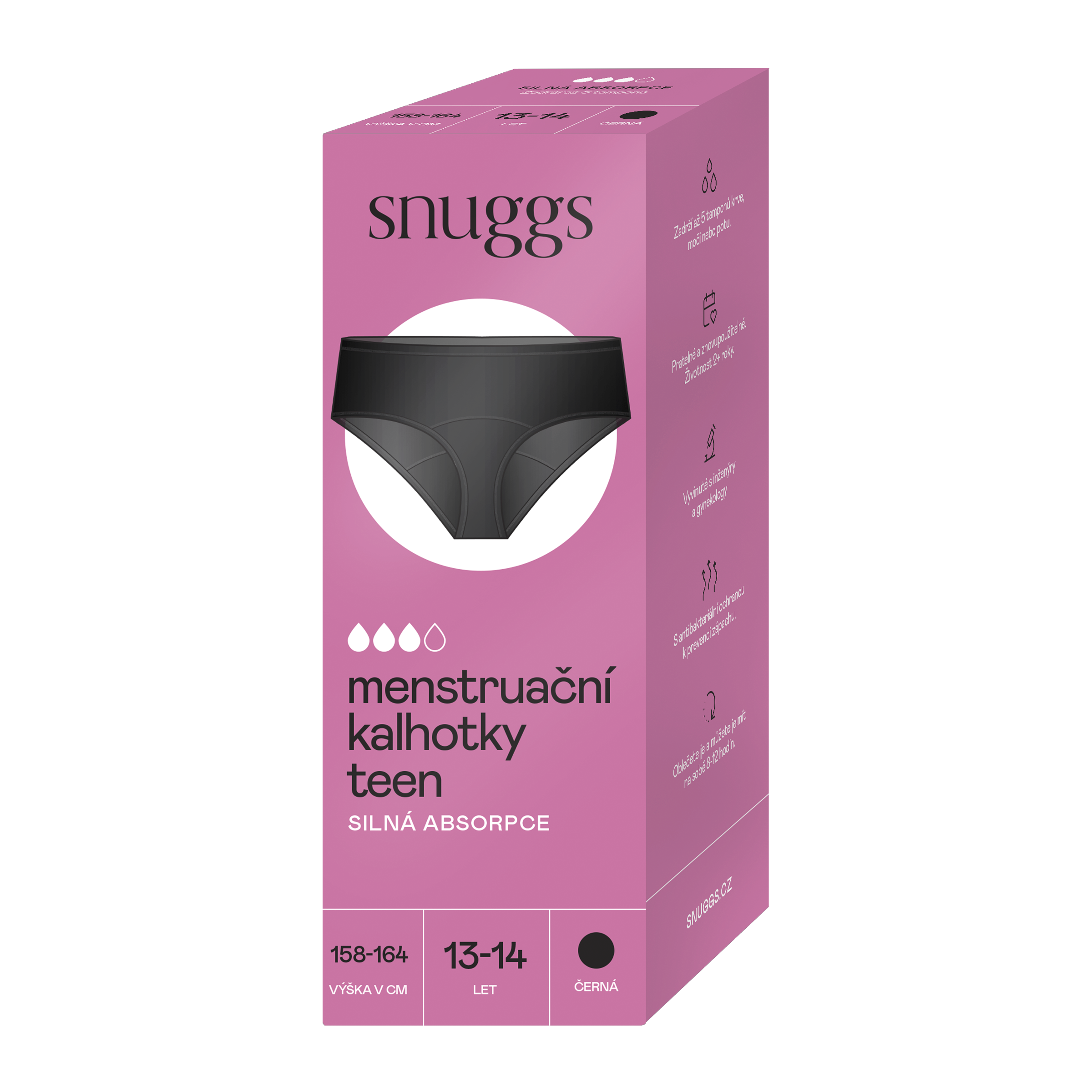 Menstruační kalhotky Teen Černá 13–14 let