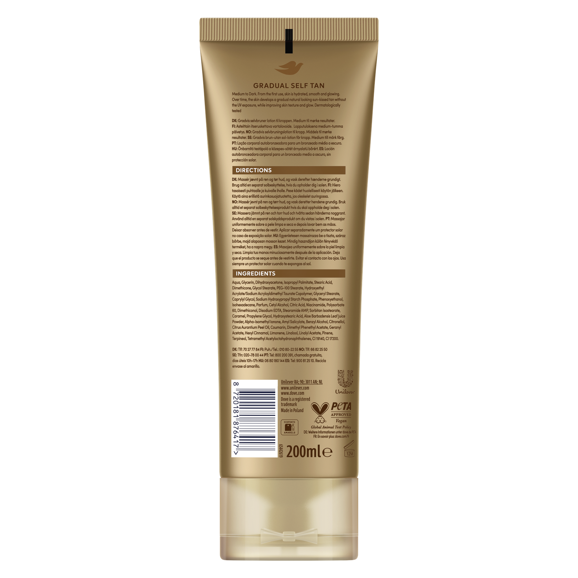 Dove Samoopalovací tělové mléko Summer Revived Medium to Dark 200 ml
