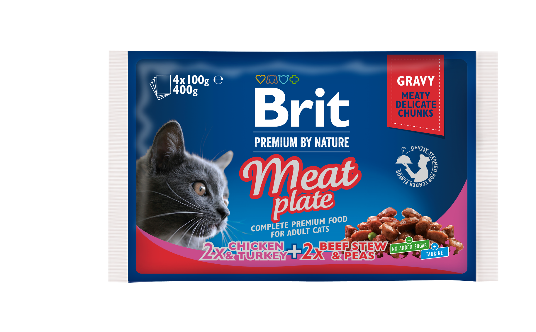 Brit Kapsičky pro kočky Meat Plate 4x100 g