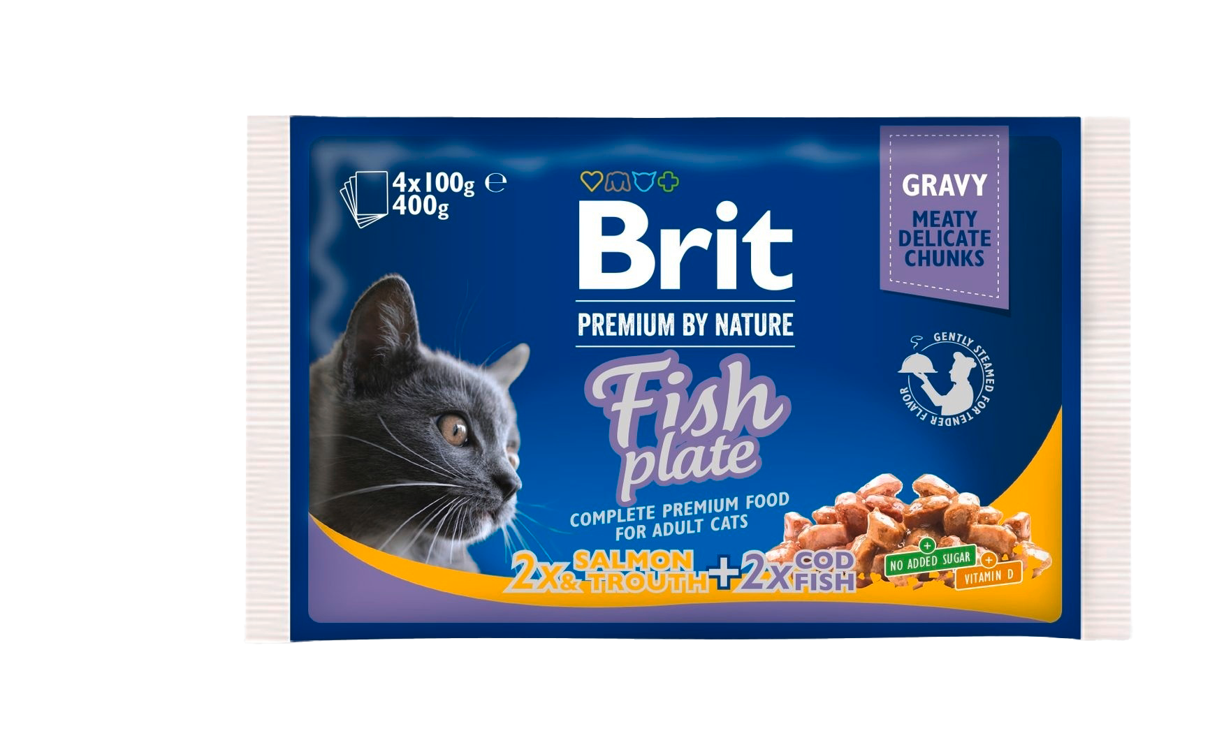 Brit Kapsičky pro kočky Fish plate 4x 100 g