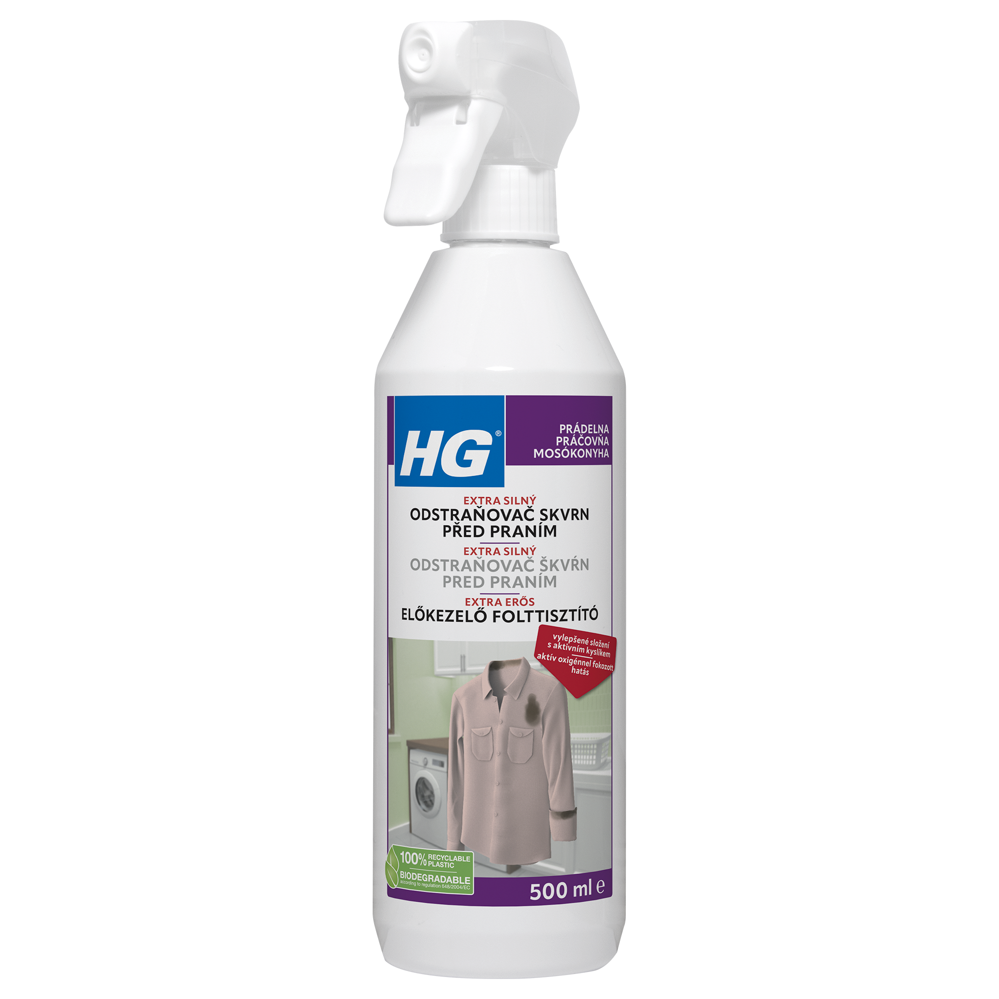 HG Extra silný odstraňovač skvrn před praním 500 ml