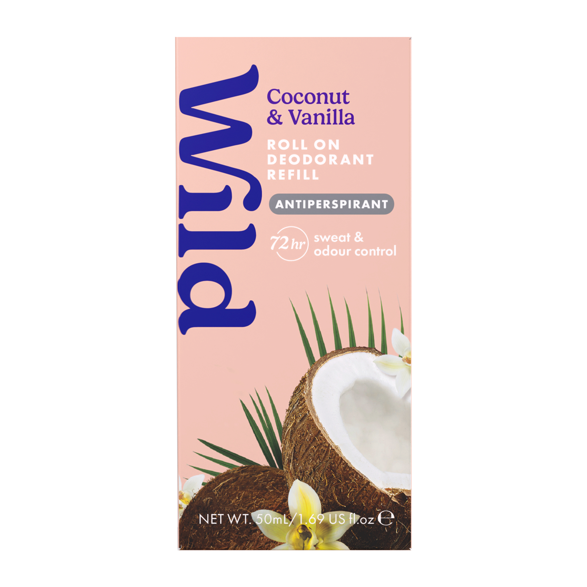 Wild Antiperspirant roll-on Coconut & Vanilla, náhradní náplň 50 ml