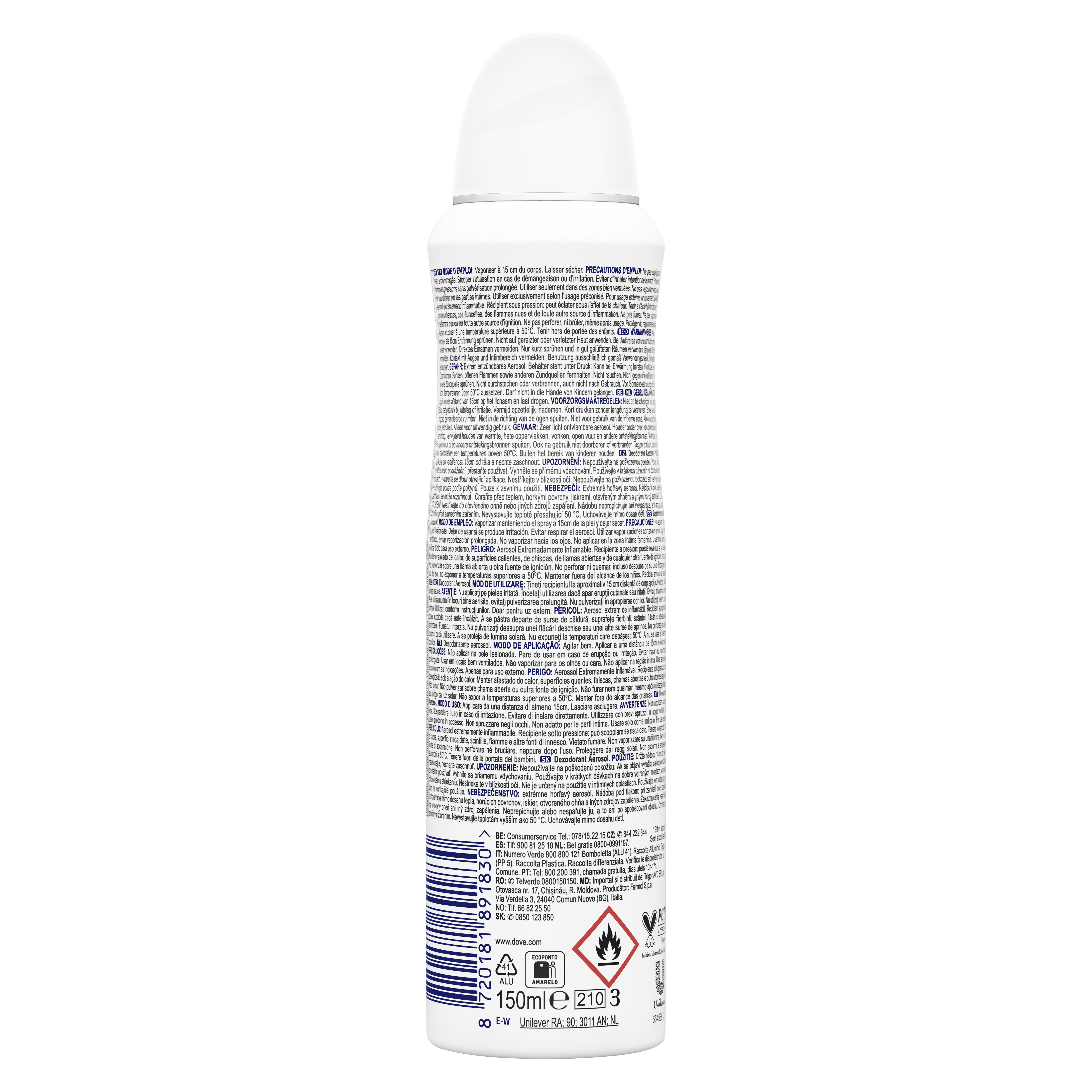 Dove Deodorant sprej pro ženy Invisible 0% Fresh freesia 150 ml