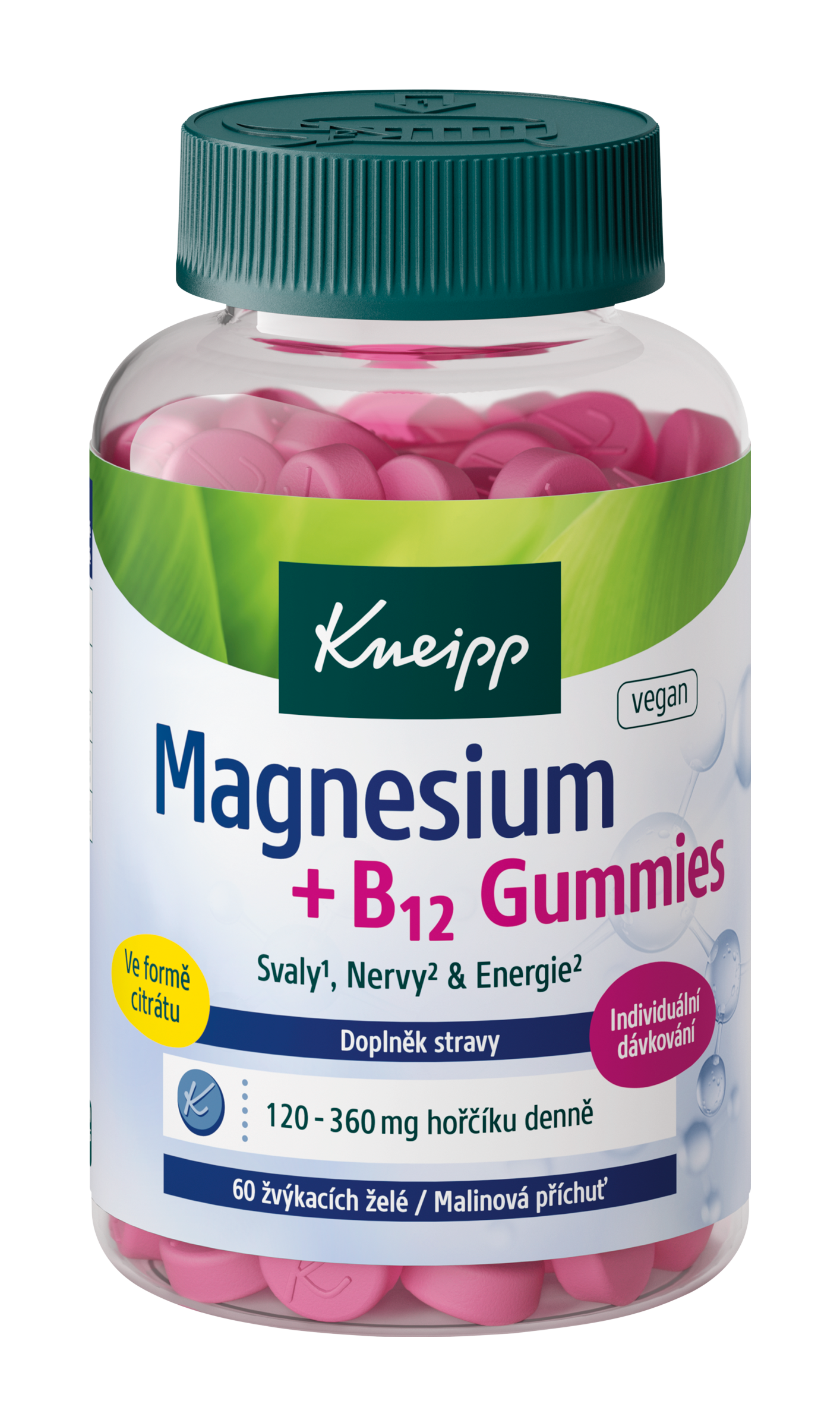 Kneipp Magnesium + B12 Gummies, doplněk stravy 60 ks