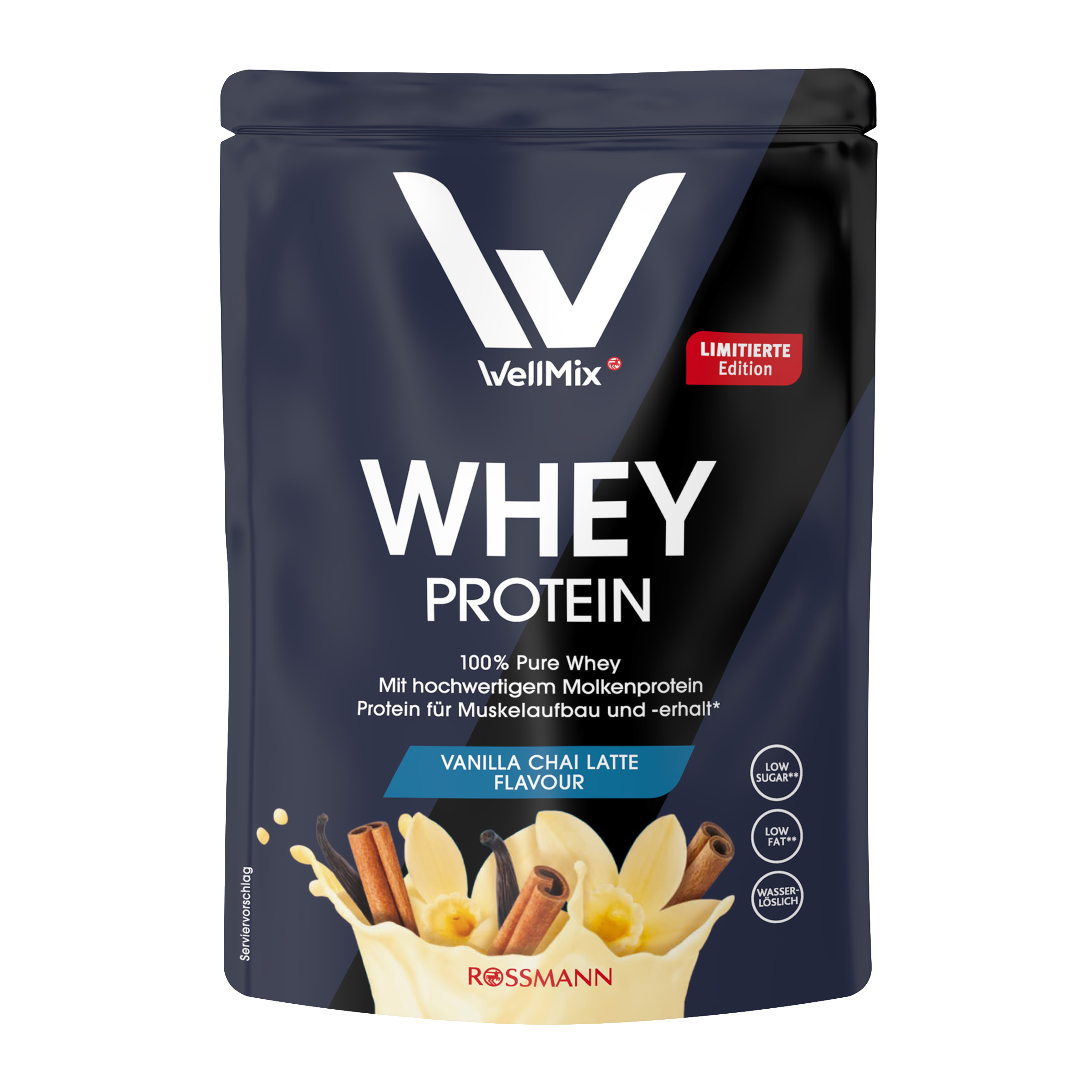 Protein s příchutí Vanilla Chai Latte vanilkový protein, chail latte protein, wellmix protein, protein v prášku