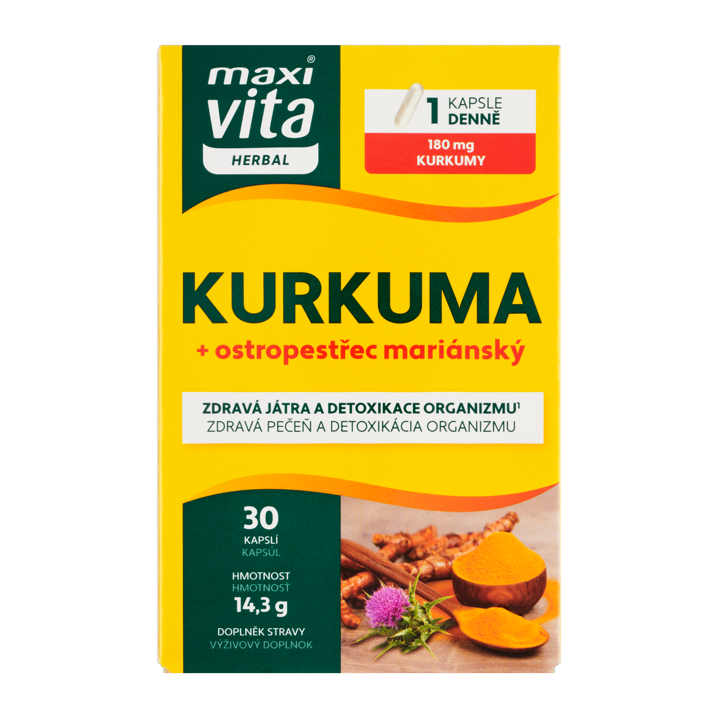 Kurkuma + ostropestřec, doplněk stravy