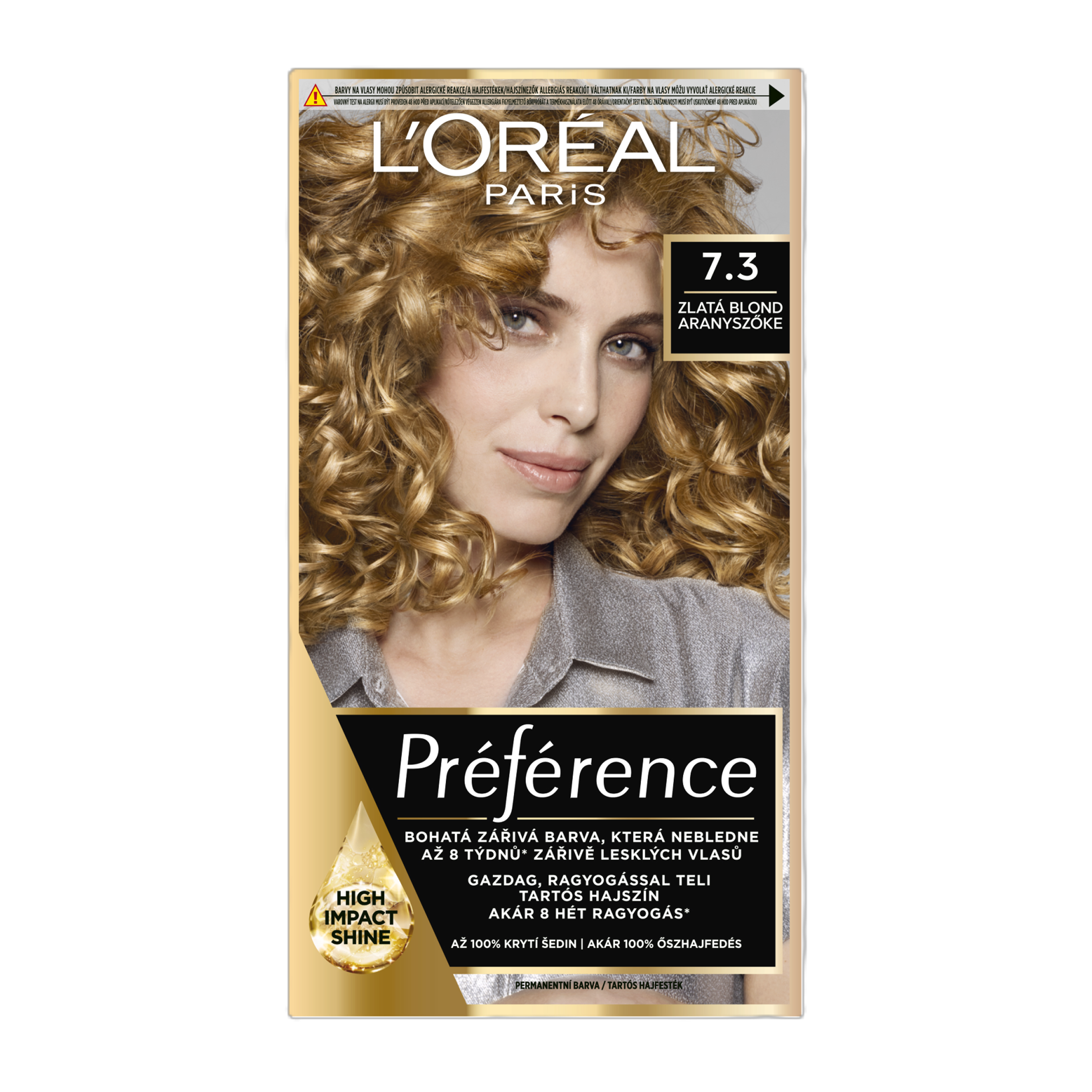 Permanentní barva na vlasy Préférence 7.3 Zlatá blond
